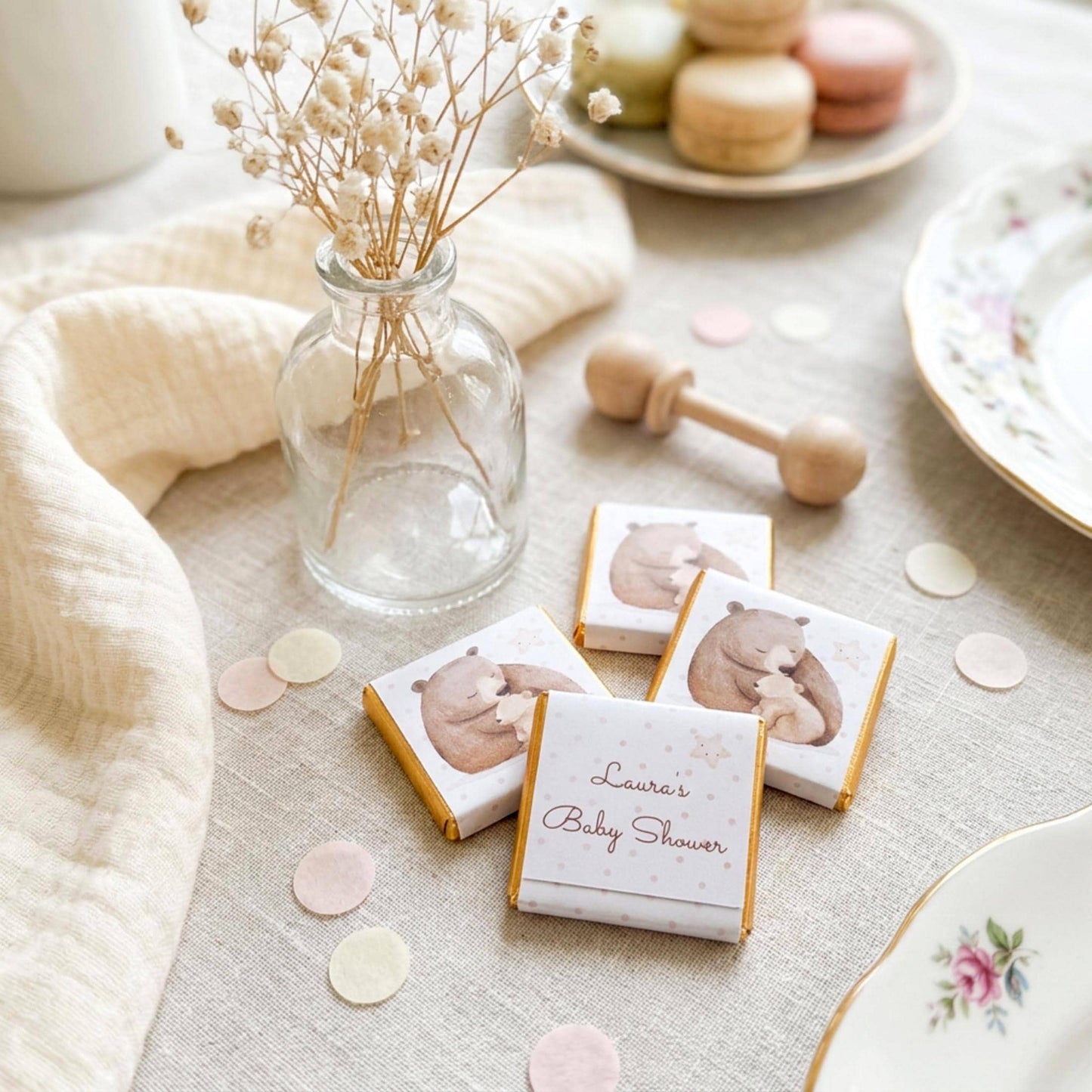 Mama Bear Baby Shower Chocolate Favours – Custom Guest Treats, Teddy Bear Party Bags