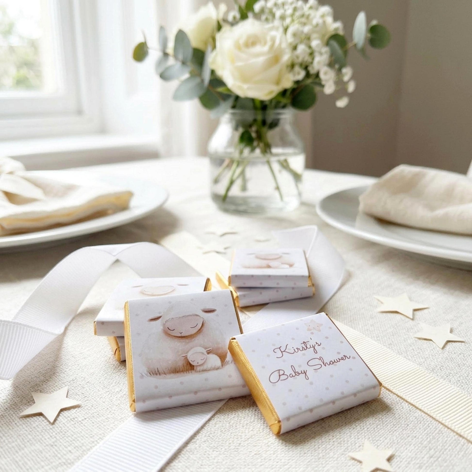 Personalised Mum and Baby Sheep Chocolates – Baby Shower Guest Favours, Party Bag Fillers