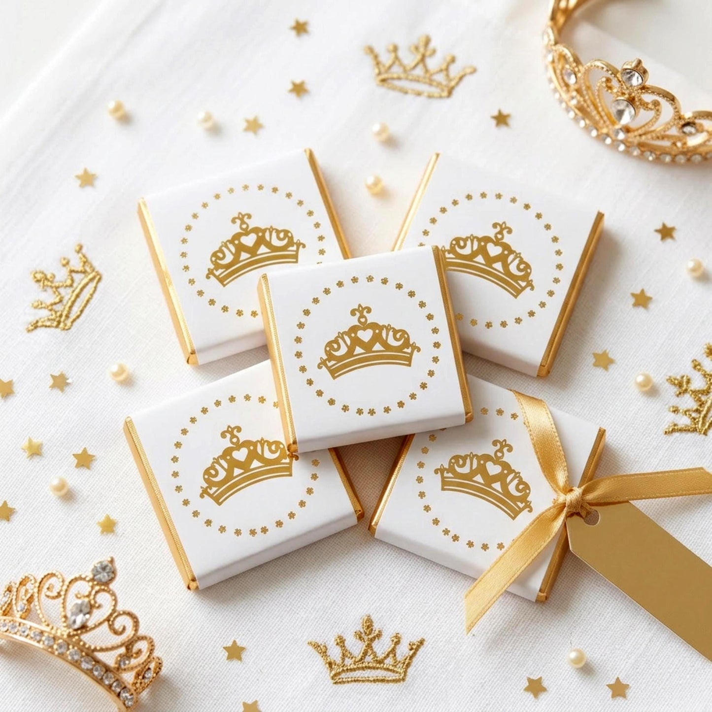 Personalised Princess Tiara Party Favours – Girls Birthday Treats Gold Foiled