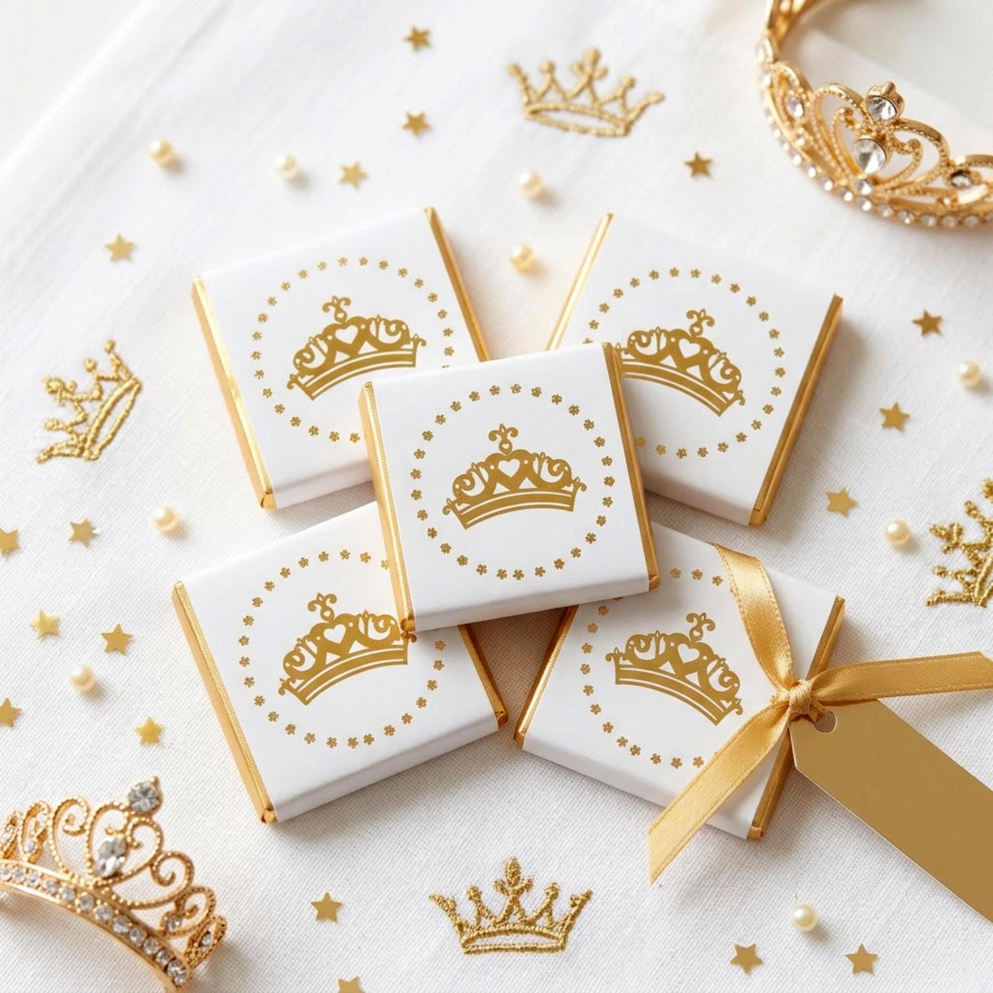 Personalised Princess Tiara Party Favours – Girls Birthday Treats Gold Foiled