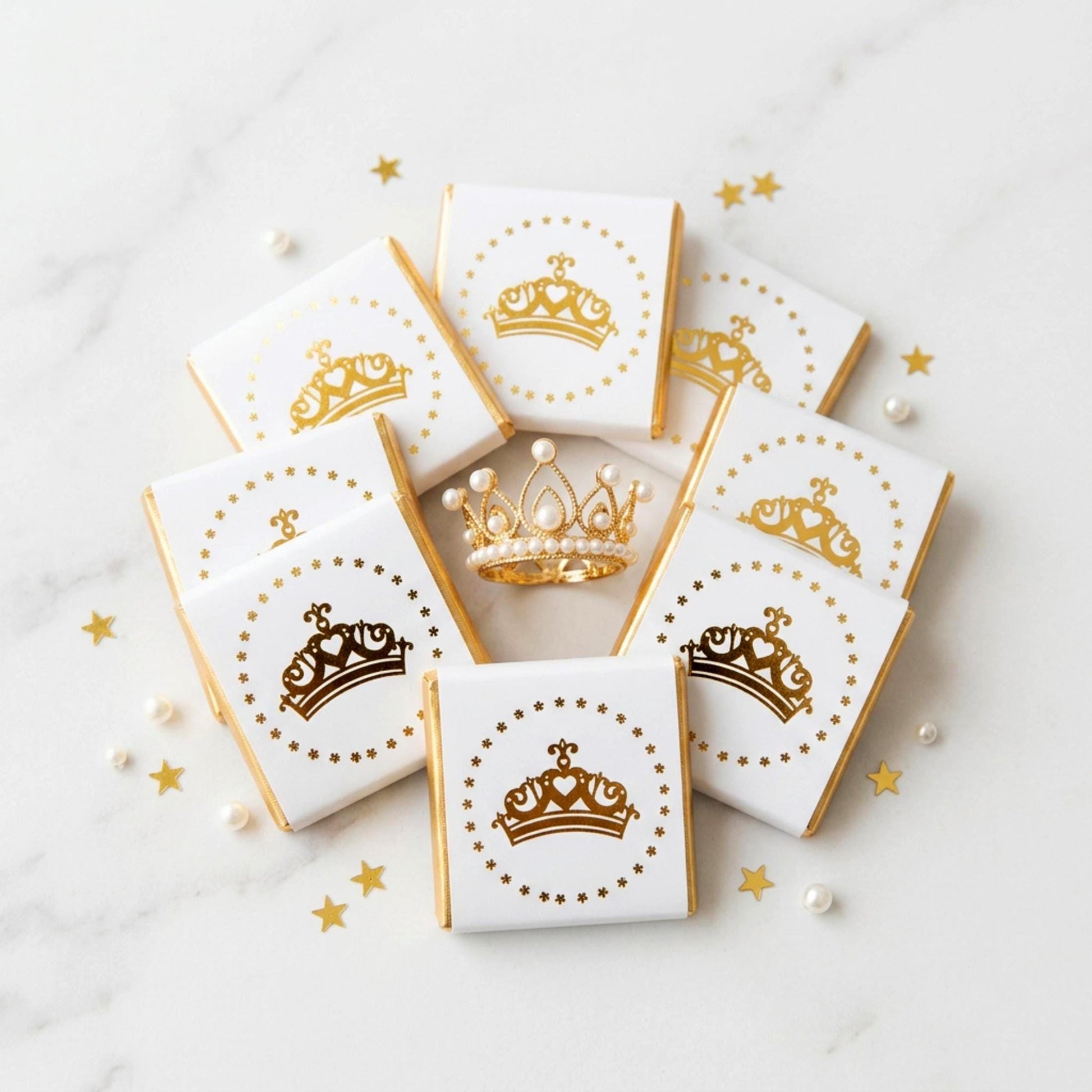 Personalised Princess Tiara Party Favours – Girls Birthday Treats Gold Foiled