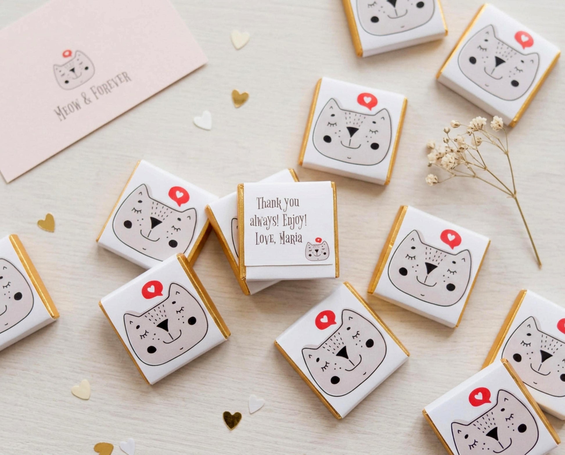 Personalised Love Cat Chocolate Favours – Kitten Birthday Party Bag Filler Treats