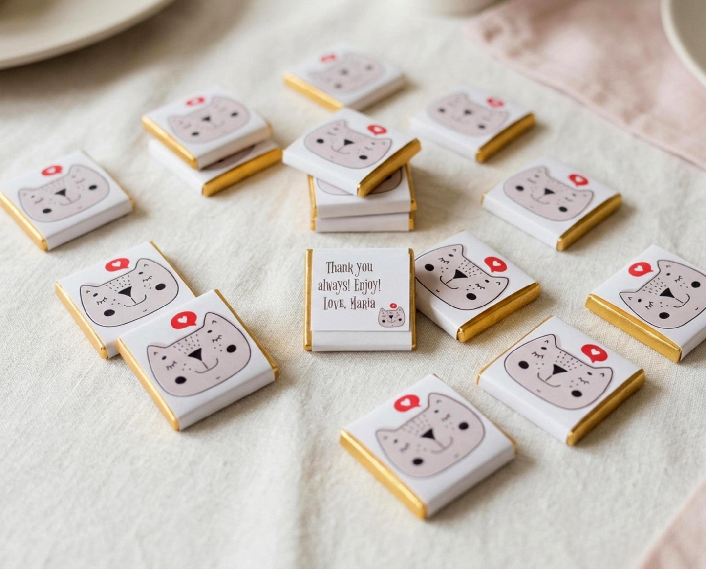 Personalised Love Cat Chocolate Favours – Kitten Birthday Party Bag Filler Treats