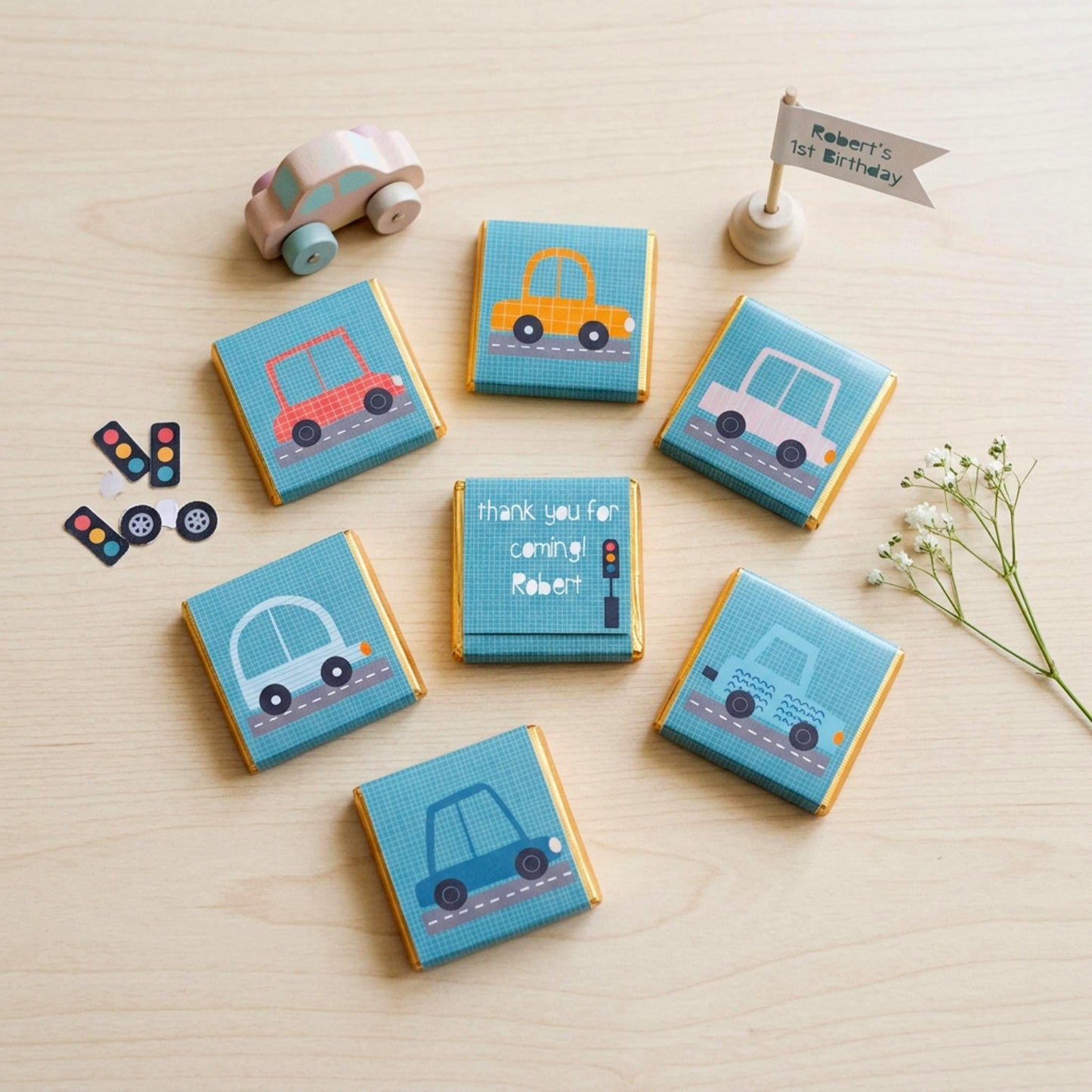 Personalised Little Cars Chocolates – Birthday Party Favours, Guest Gifts