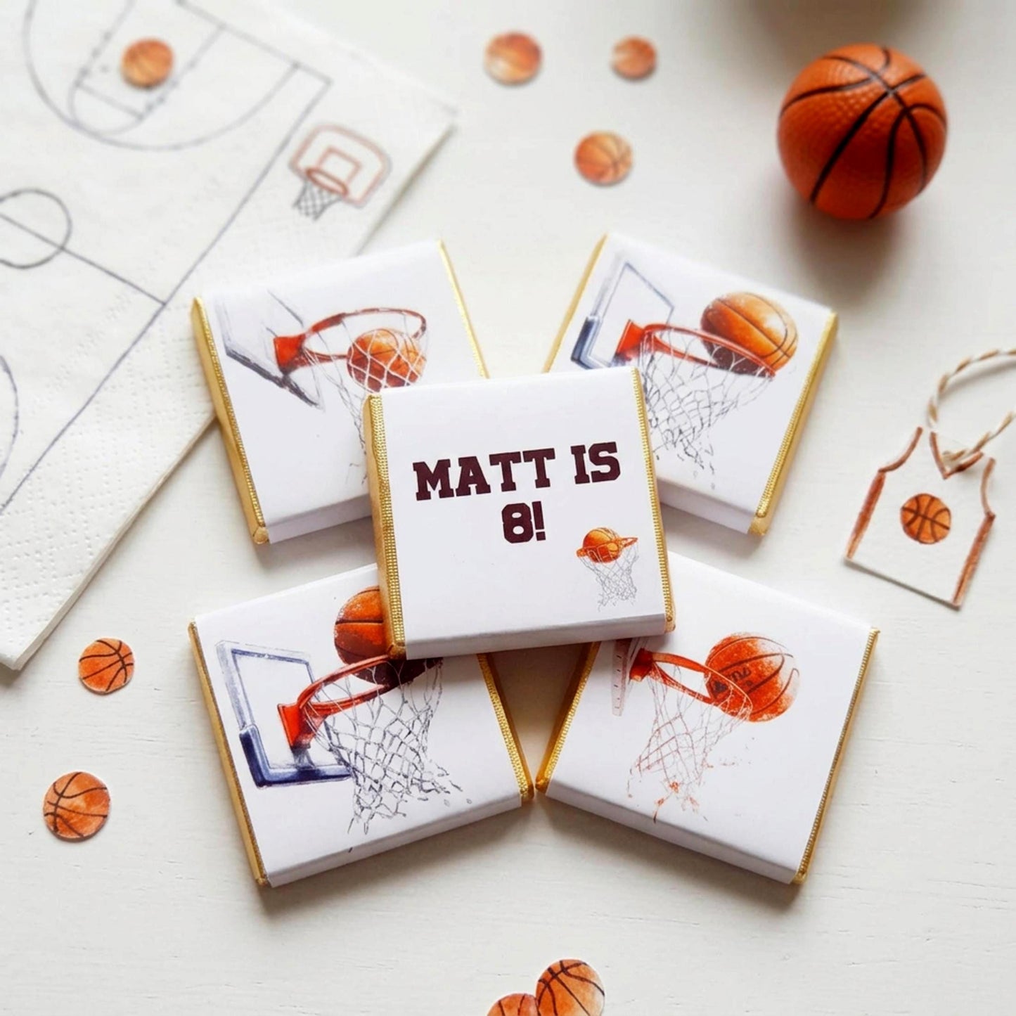Personalised Basketball Chocolates – Sports Theme Party Favours, Bag Fillers