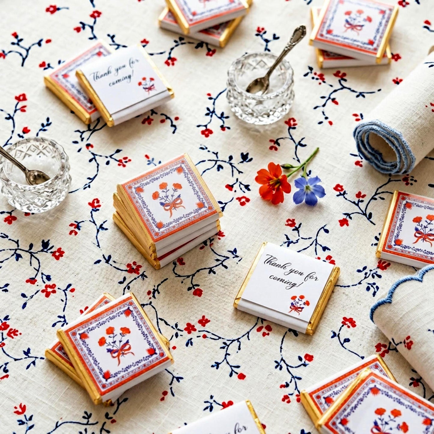 Personalised Thank You Party Favours – Red Floral Birthday Treats
