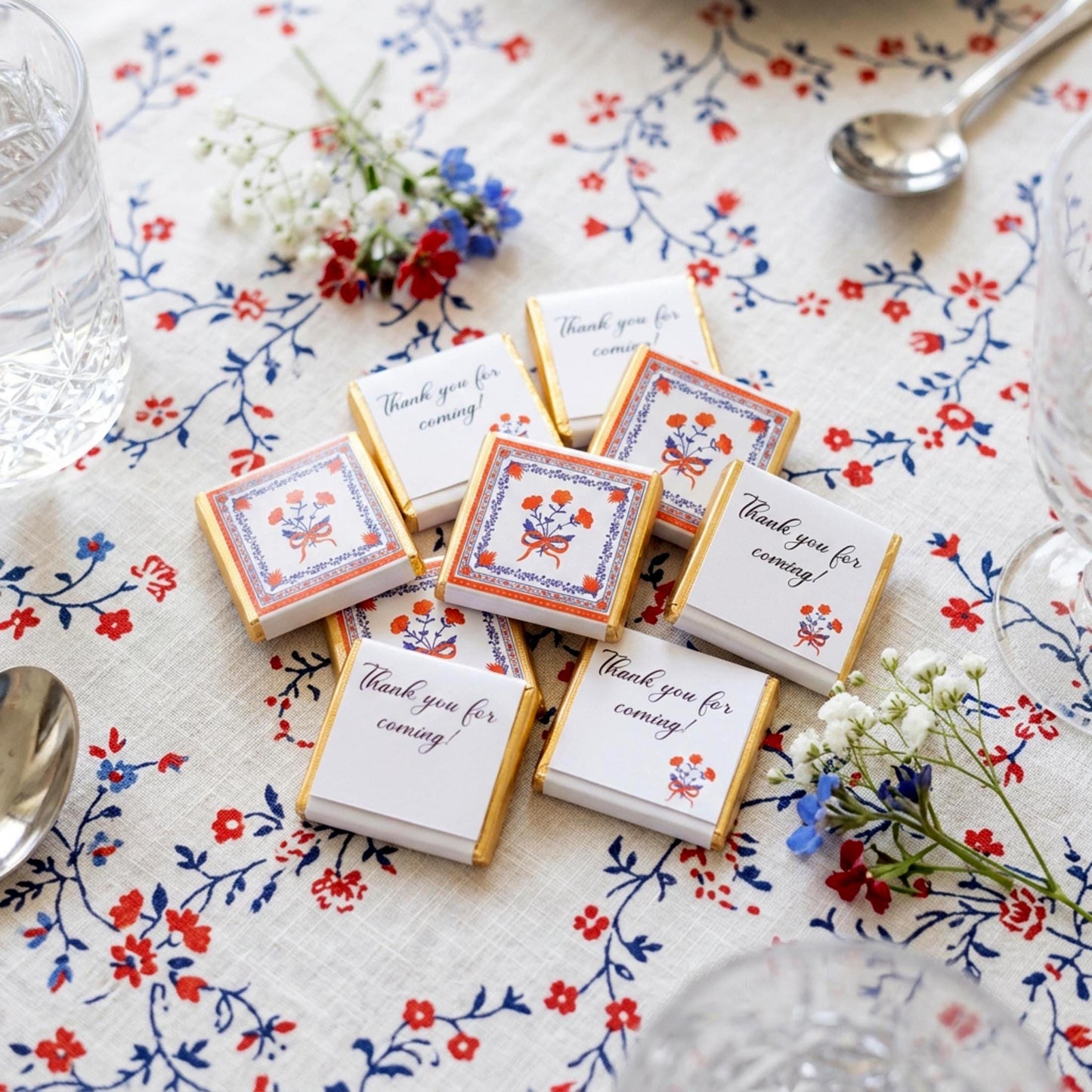 Personalised Thank You Party Favours – Red Floral Birthday Treats