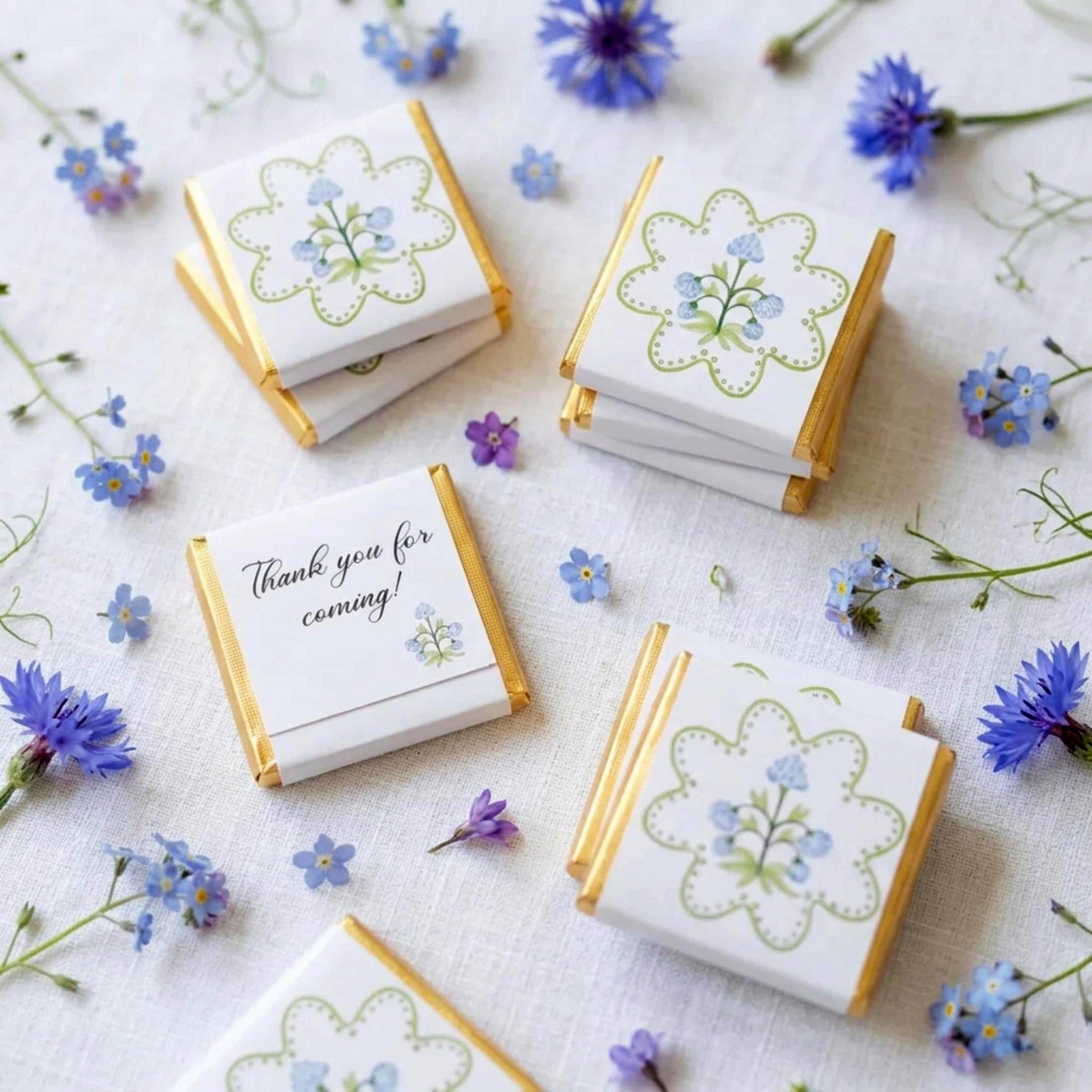 Personalised Blue Floral Party Favours – Wedding Thank You Chocolates