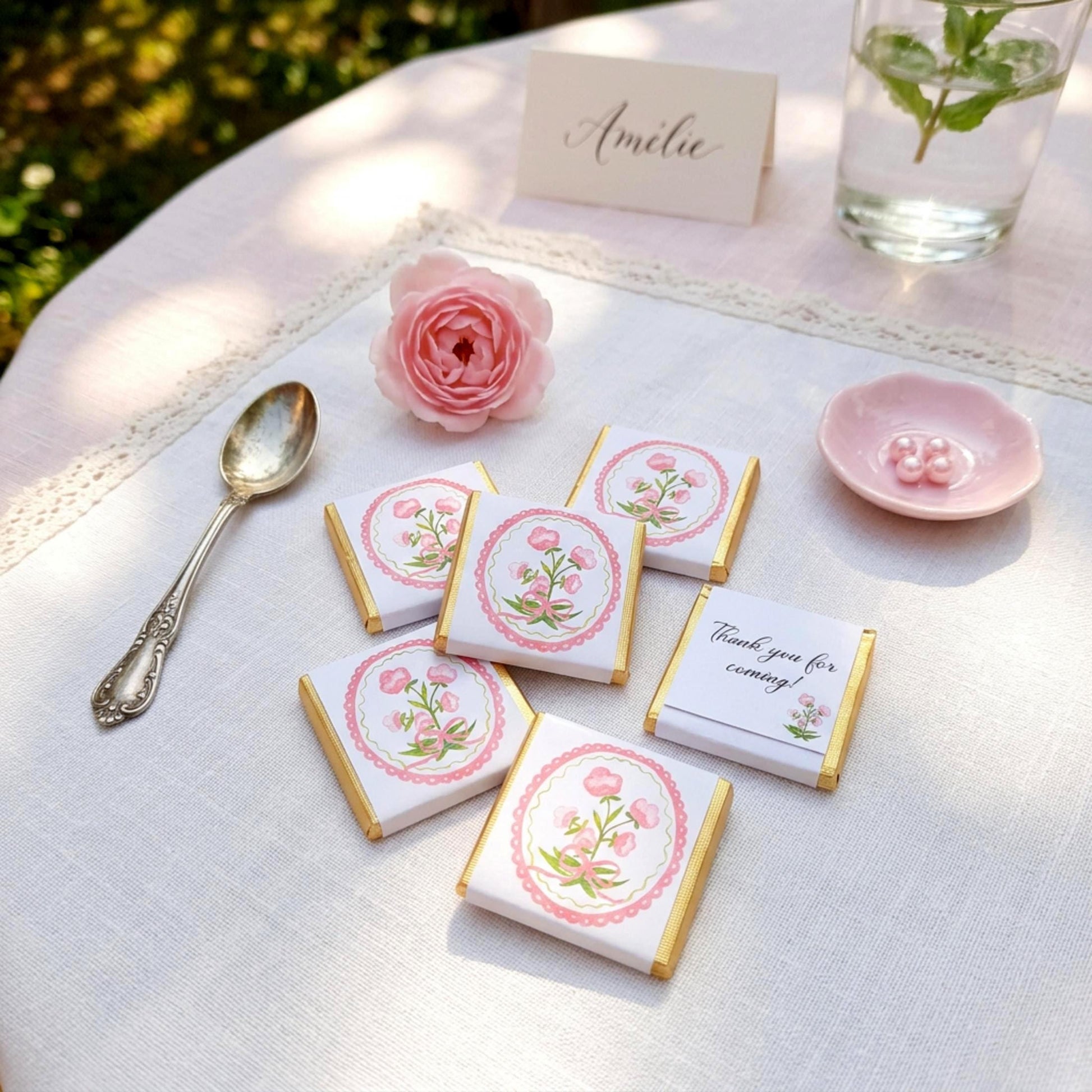 Personalised Coquette Party Favours – Floral Birthday thank you treats