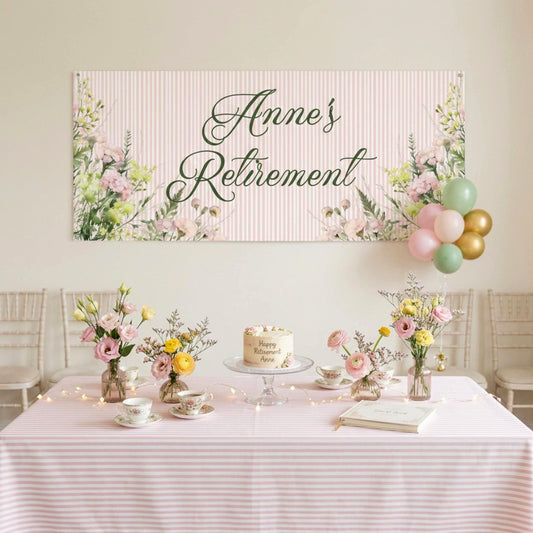 Personalised Retirement Party Banner, Floral Sign Poster for her