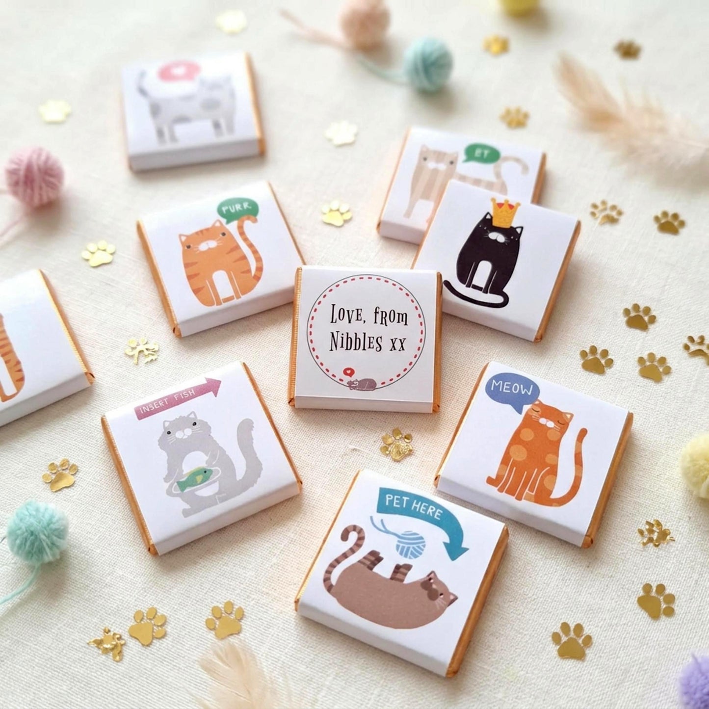Personalised Cat Chocolate Favours – Kitten Theme Party Treats