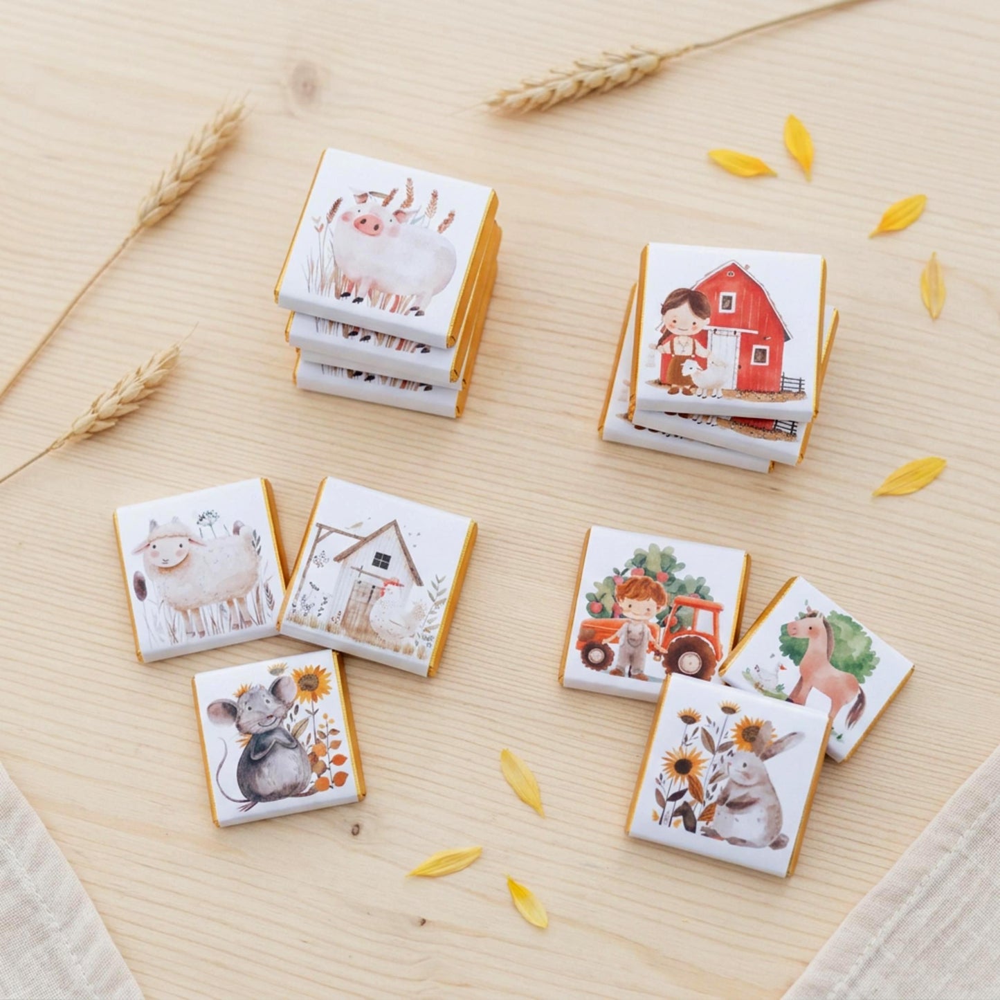 Personalised Farmyard Chocolate Favours – Farm Birthday Party Treats