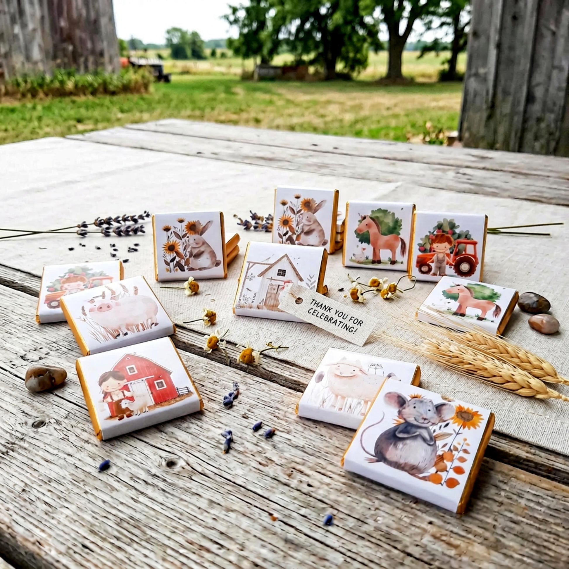 Personalised Farmyard Chocolate Favours – Farm Birthday Party Treats