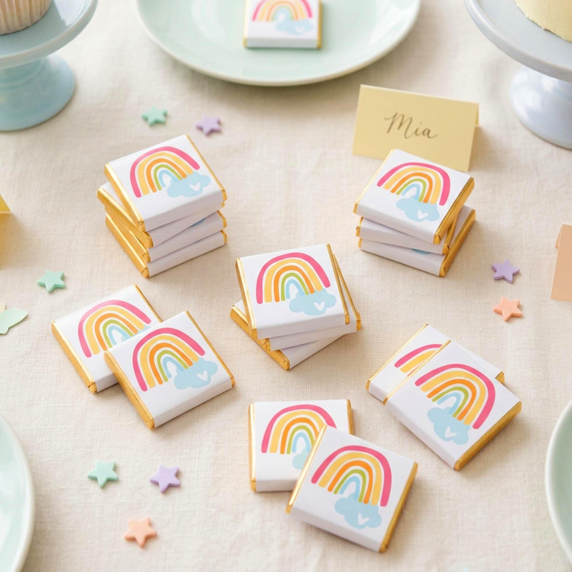 Personalised Rainbow Party Favours - Happy Birthday Chocolate Treats