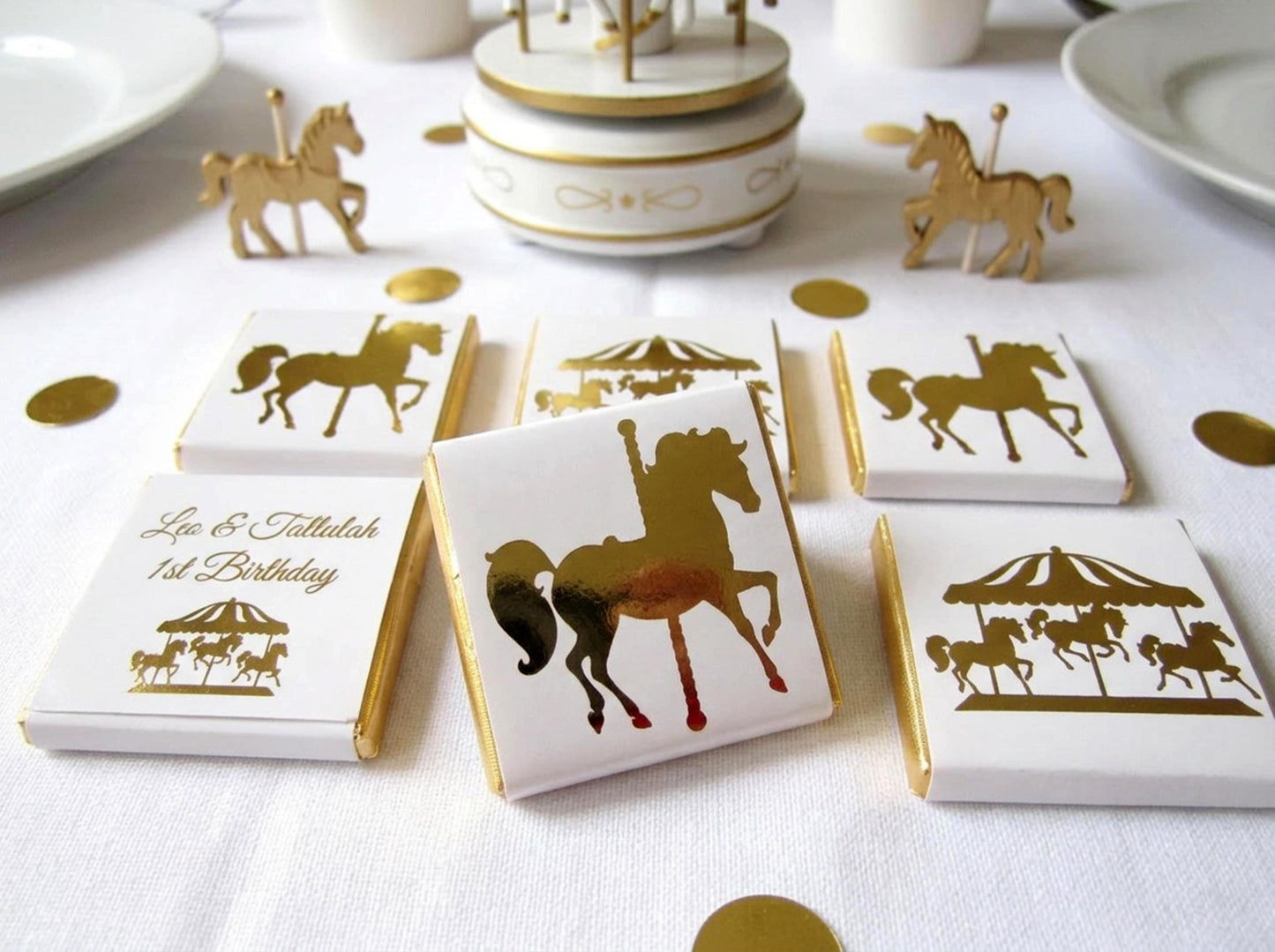 Personalised Carousel Horse Party favours – Unisex 1st Birthday Treats