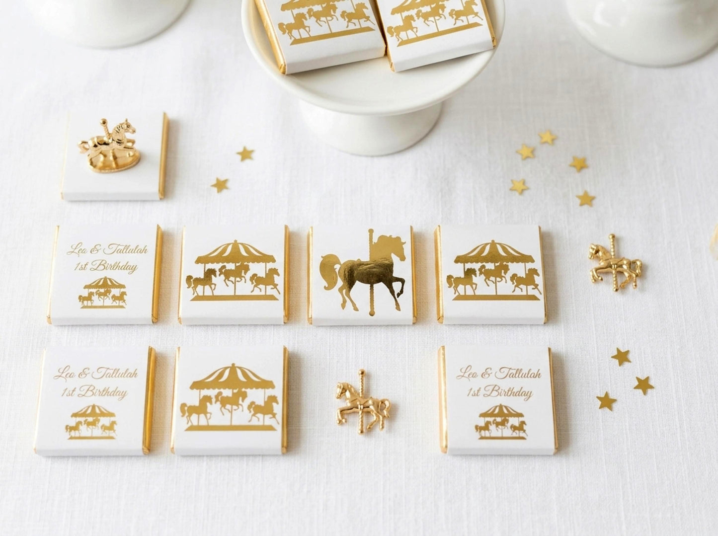 Personalised Carousel Horse Party favours – Unisex 1st Birthday Treats