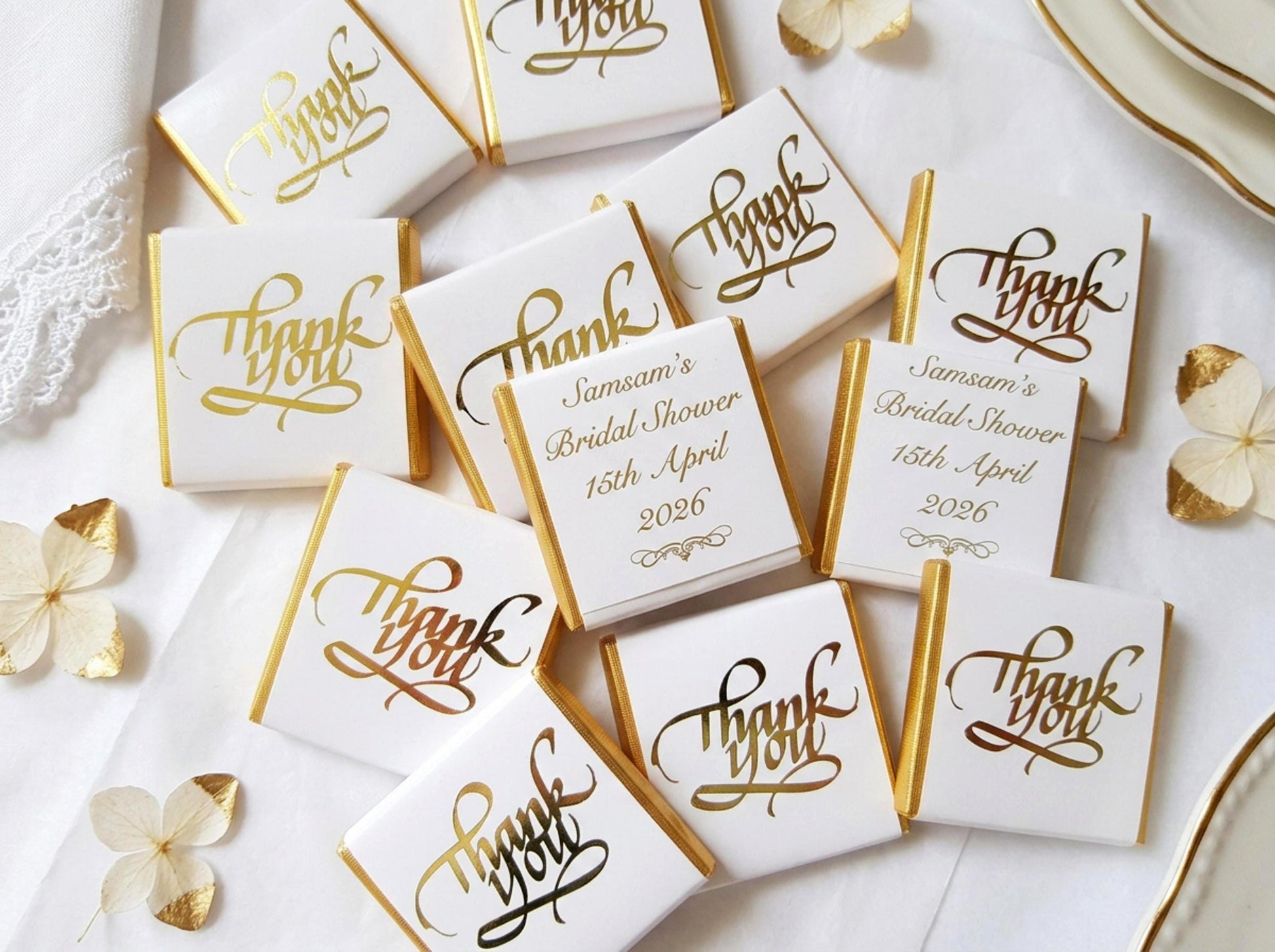 Personalised Gold Thank You Party Favours