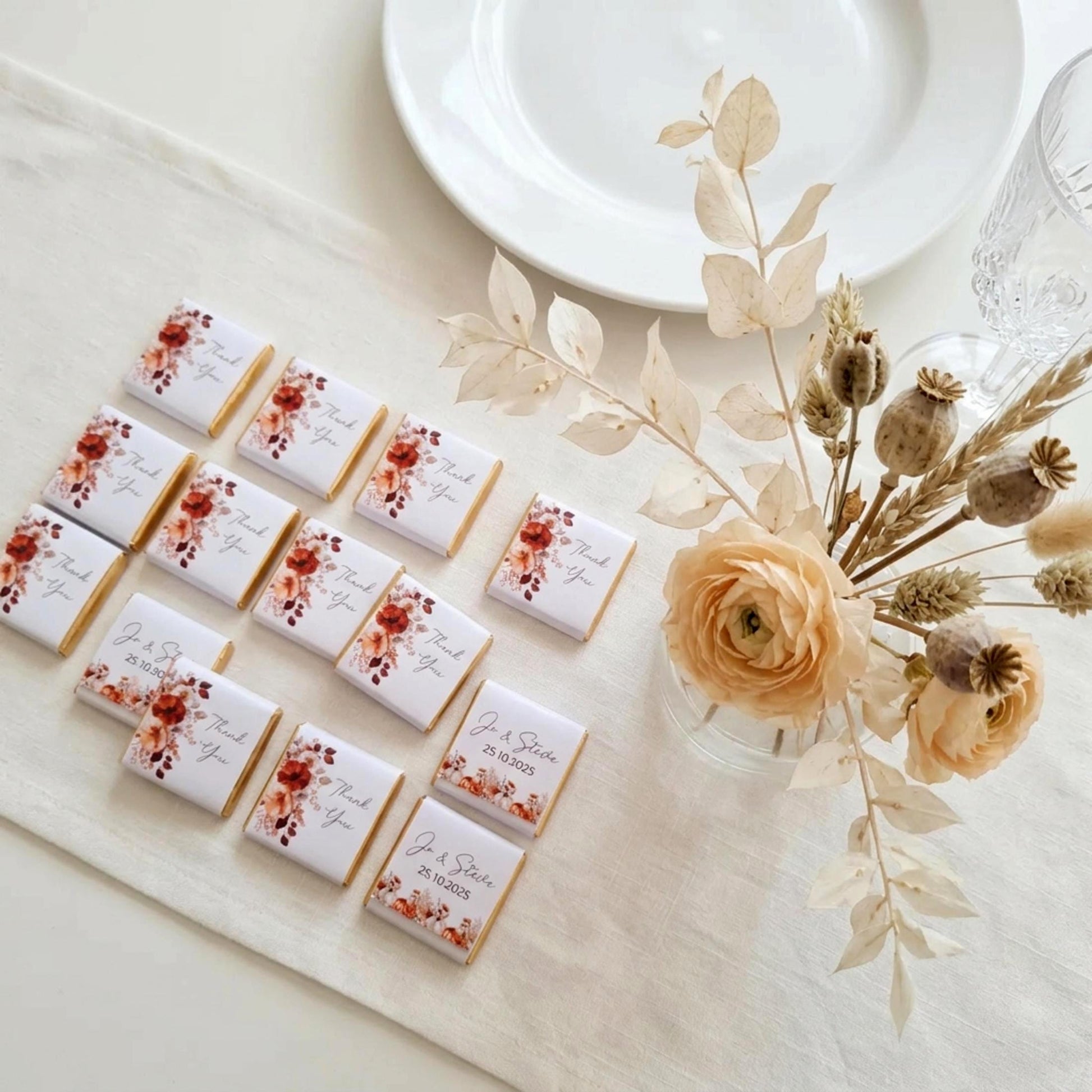 Personalised Rustic Wedding Favours - Autumn Chocolate Treats