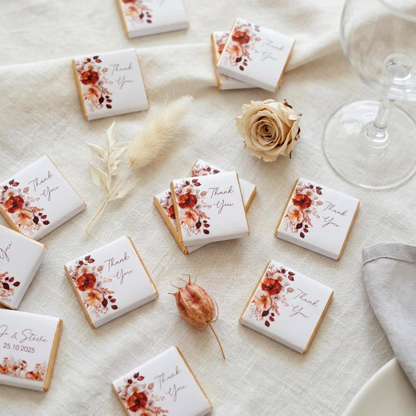 Personalised Rustic Wedding Favours - Autumn Chocolate Treats