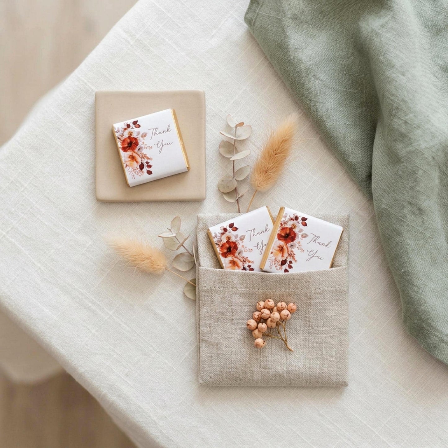 Personalised Rustic Wedding Favours - Autumn Chocolate Treats