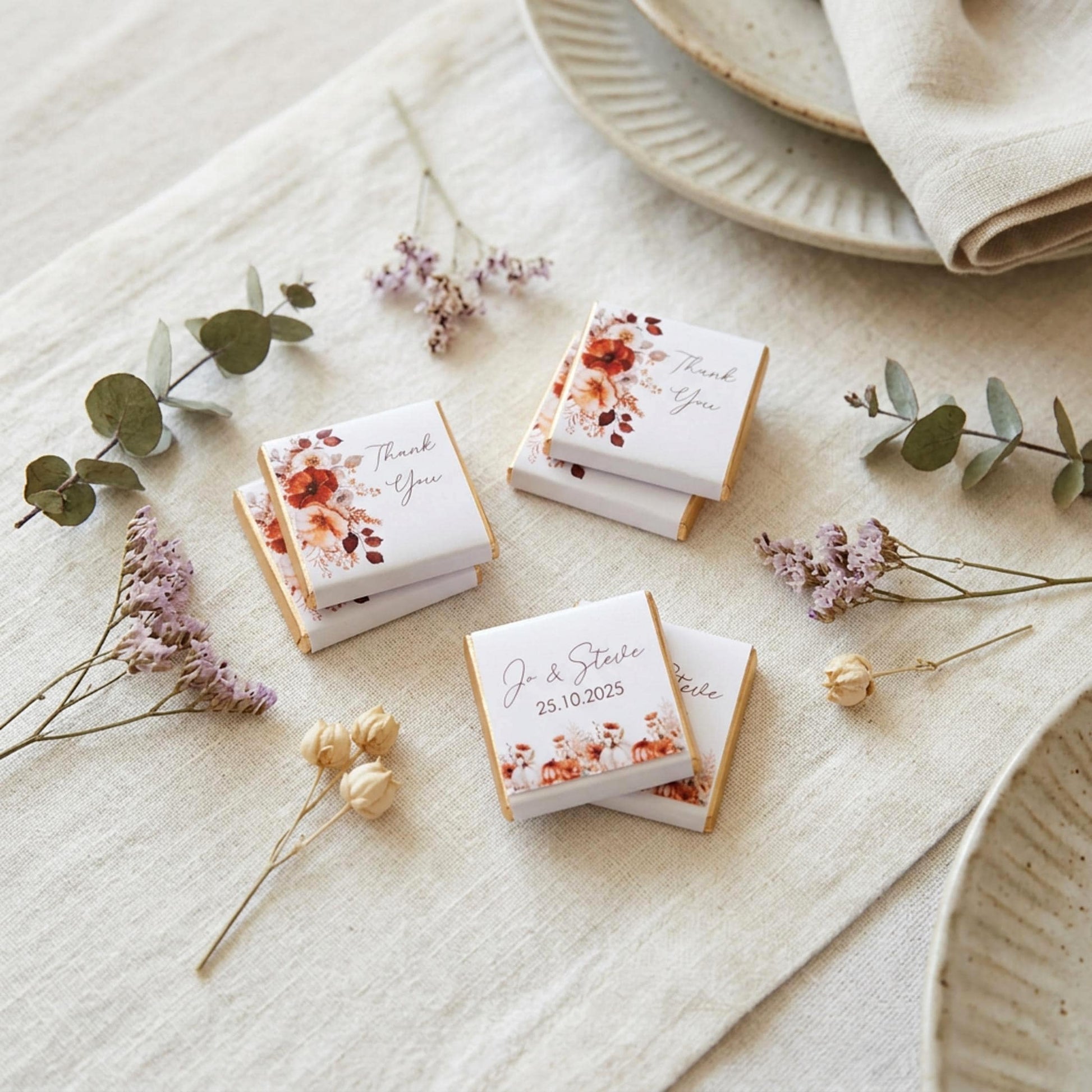 Personalised Rustic Wedding Favours - Autumn Chocolate Treats
