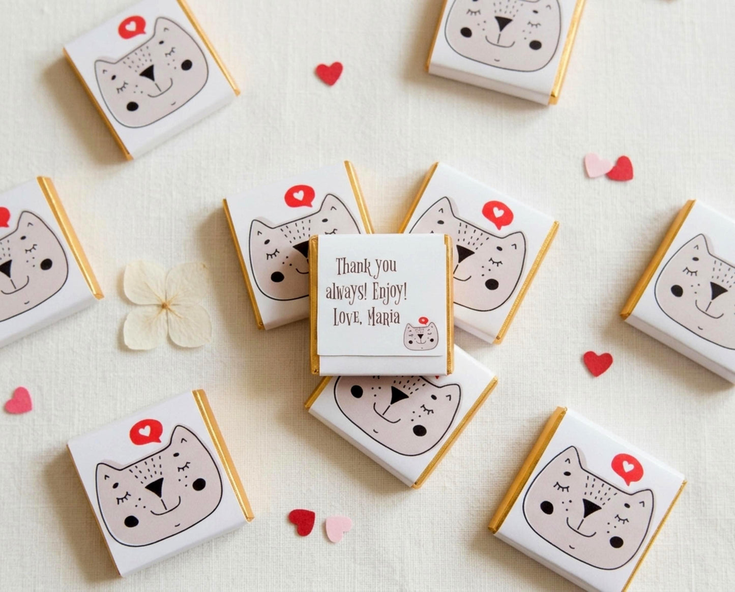 Personalised Love Cat Chocolate Favours – Kitten Birthday Party Bag Filler Treats