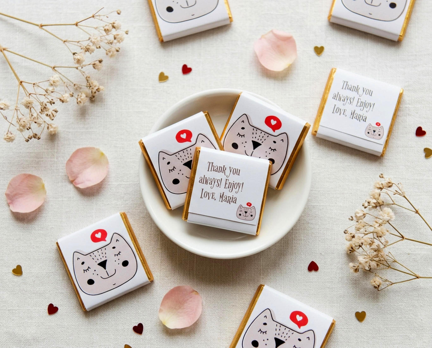 Personalised Love Cat Chocolate Favours – Kitten Birthday Party Bag Filler Treats