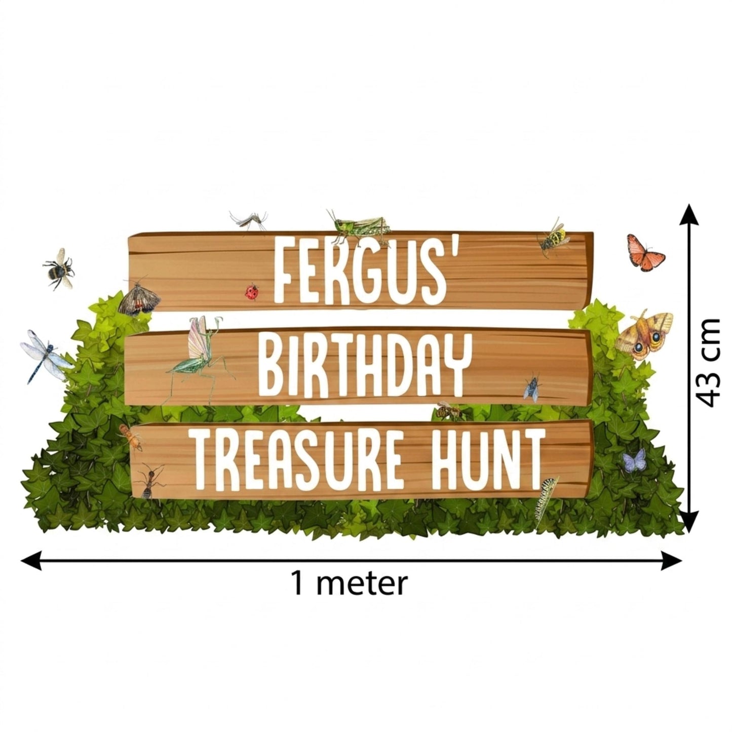 Personalised Garden Treasure Hunt Birthday Banner, Custom Nature Explorer Party Backdrop