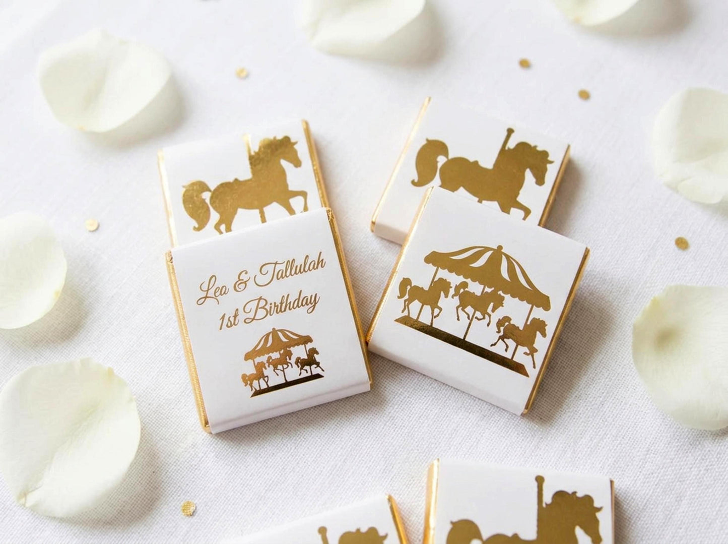 Personalised Carousel Horse Party favours – Unisex 1st Birthday Treats