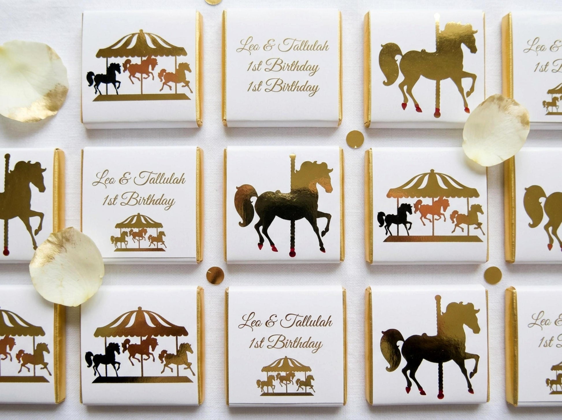 Personalised Carousel Horse Party favours – Unisex 1st Birthday Treats