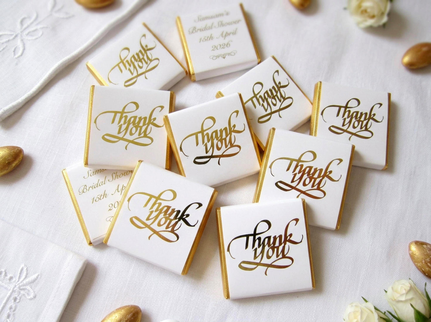 Personalised Gold Thank You Party Favours