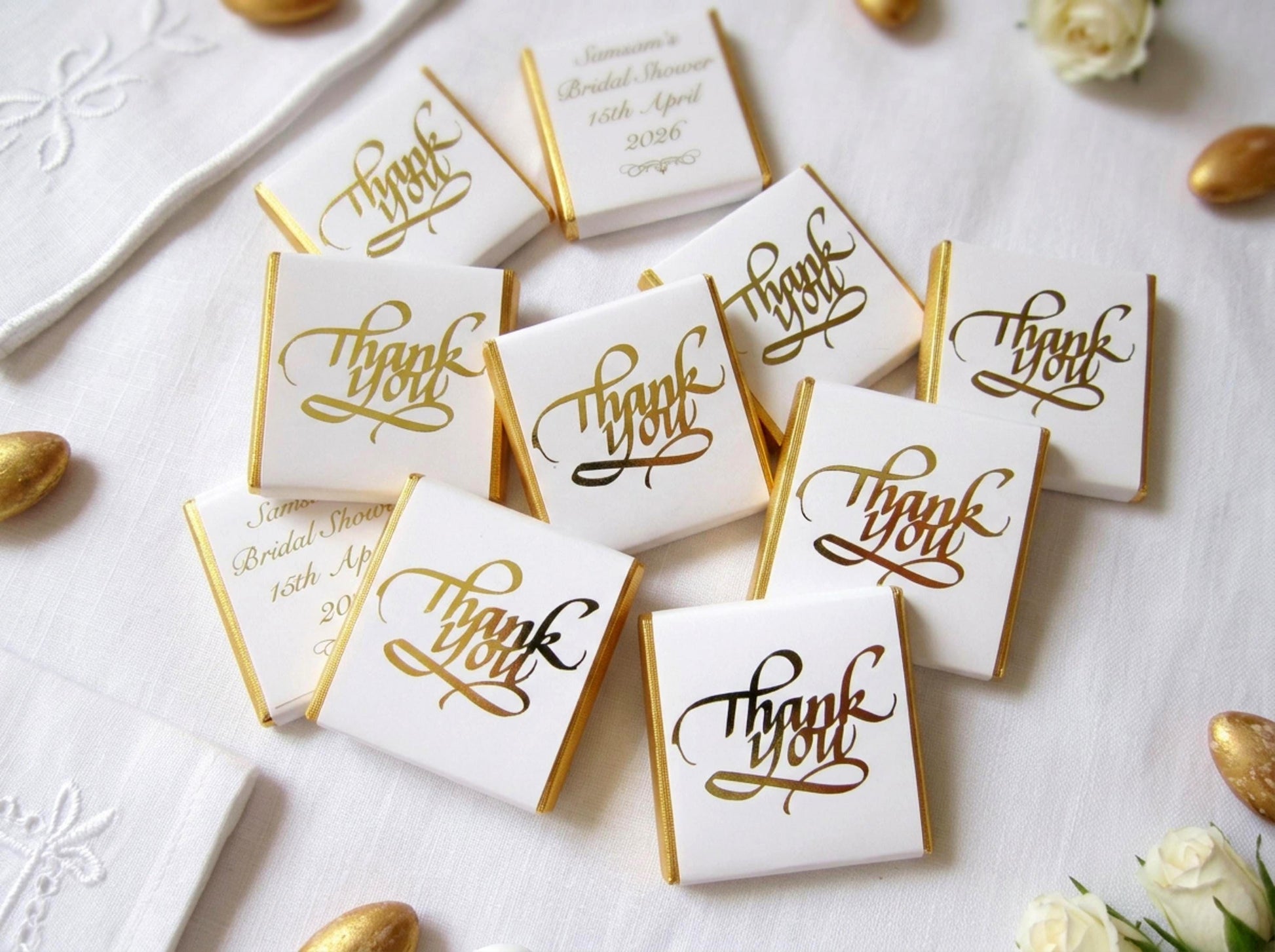 Personalised Gold Thank You Party Favours