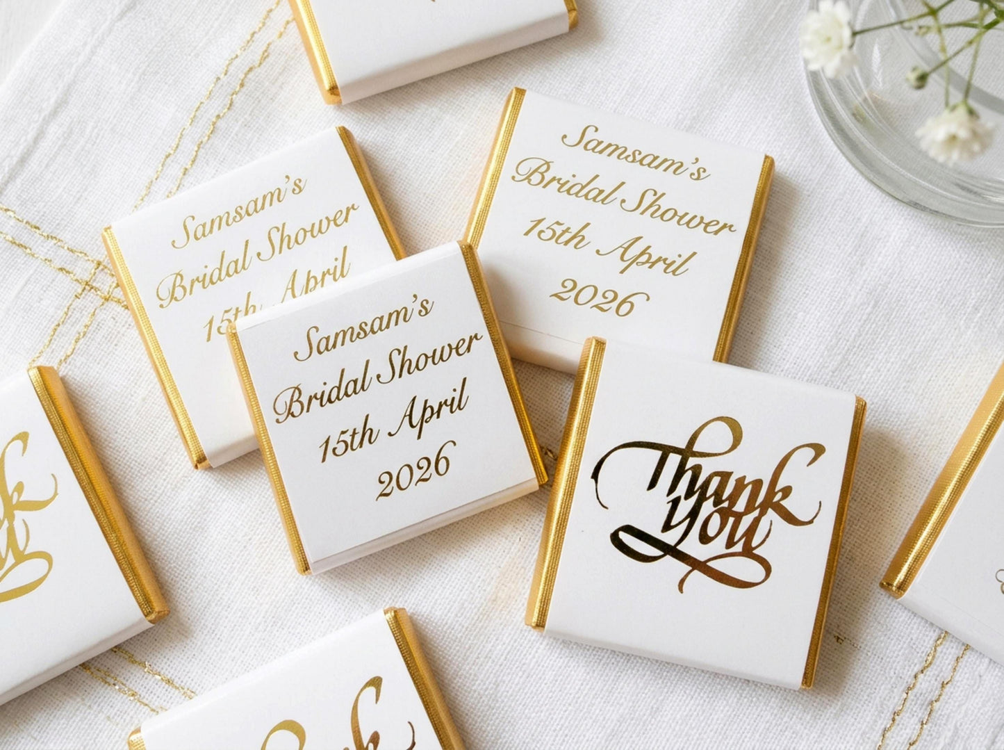 Personalised Gold Thank You Party Favours