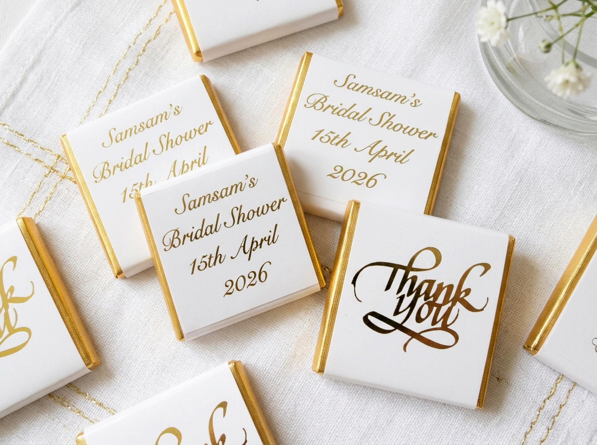 Personalised Gold Thank You Party Favours