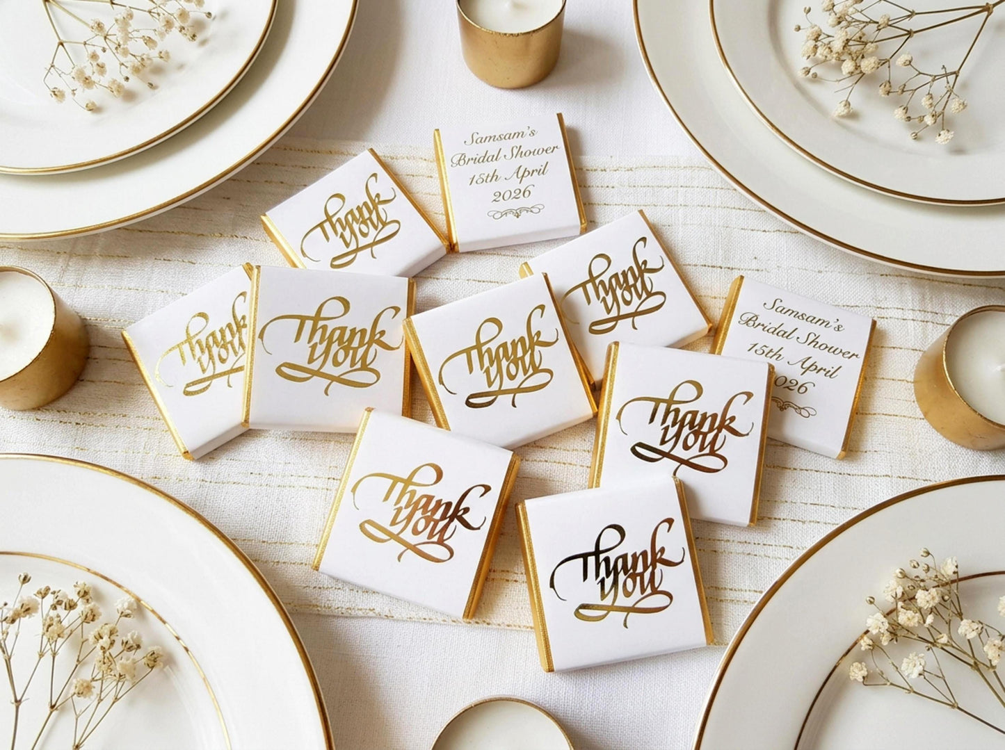 Personalised Gold Thank You Party Favours