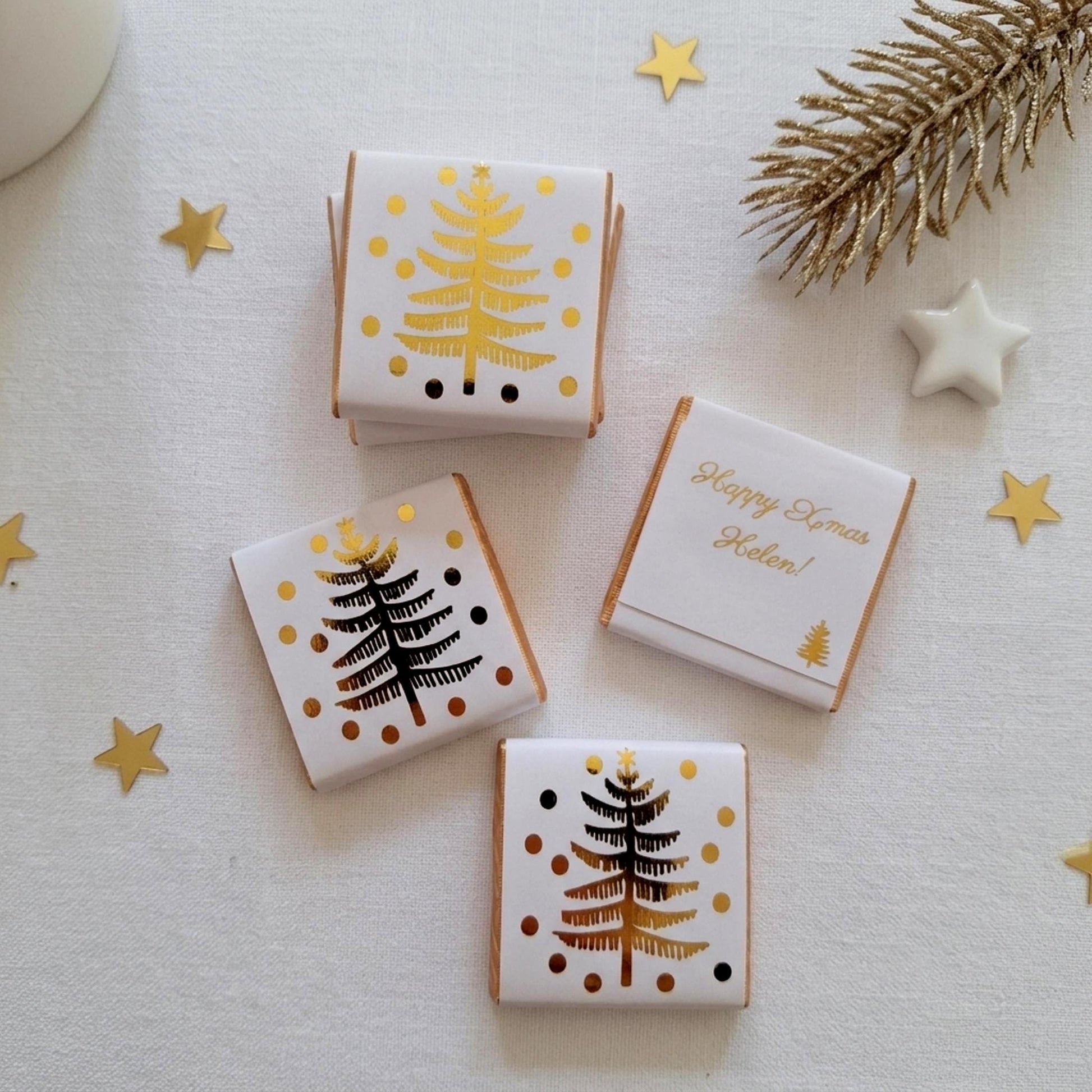 Personalised Christmas Tree Party favours – Gold Foiled Festive Treats