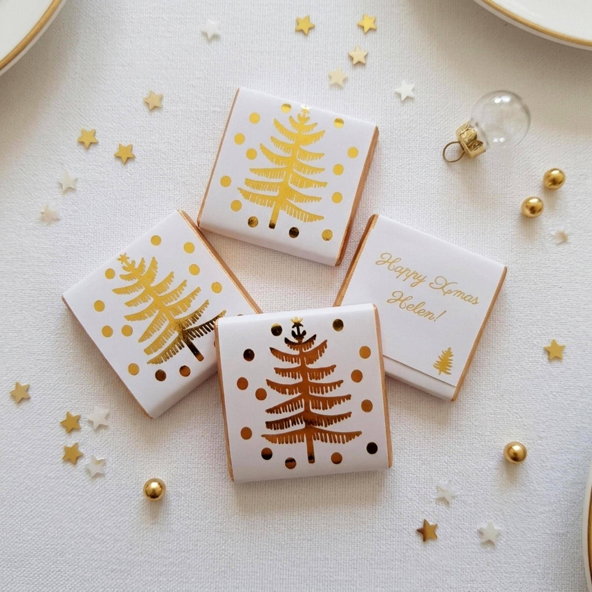Personalised Christmas Tree Party favours – Gold Foiled Festive Treats