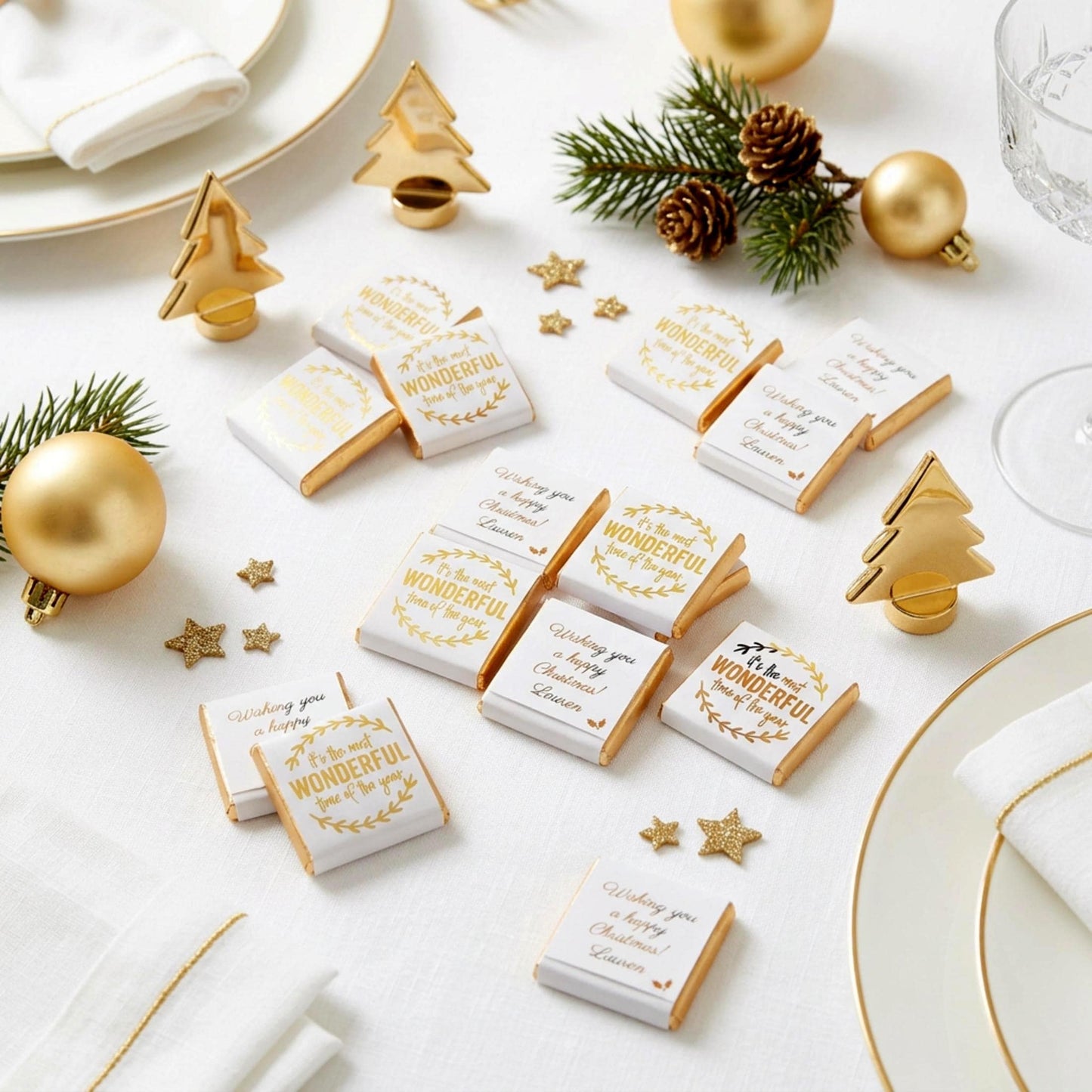 Personalised Christmas Party Favours Wonderful Time – Gold Foiled Festive Treats
