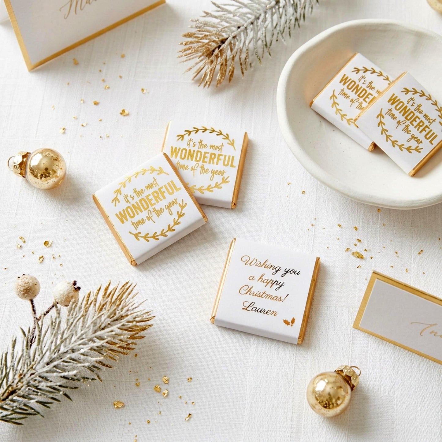 Personalised Christmas Party Favours Wonderful Time – Gold Foiled Festive Treats