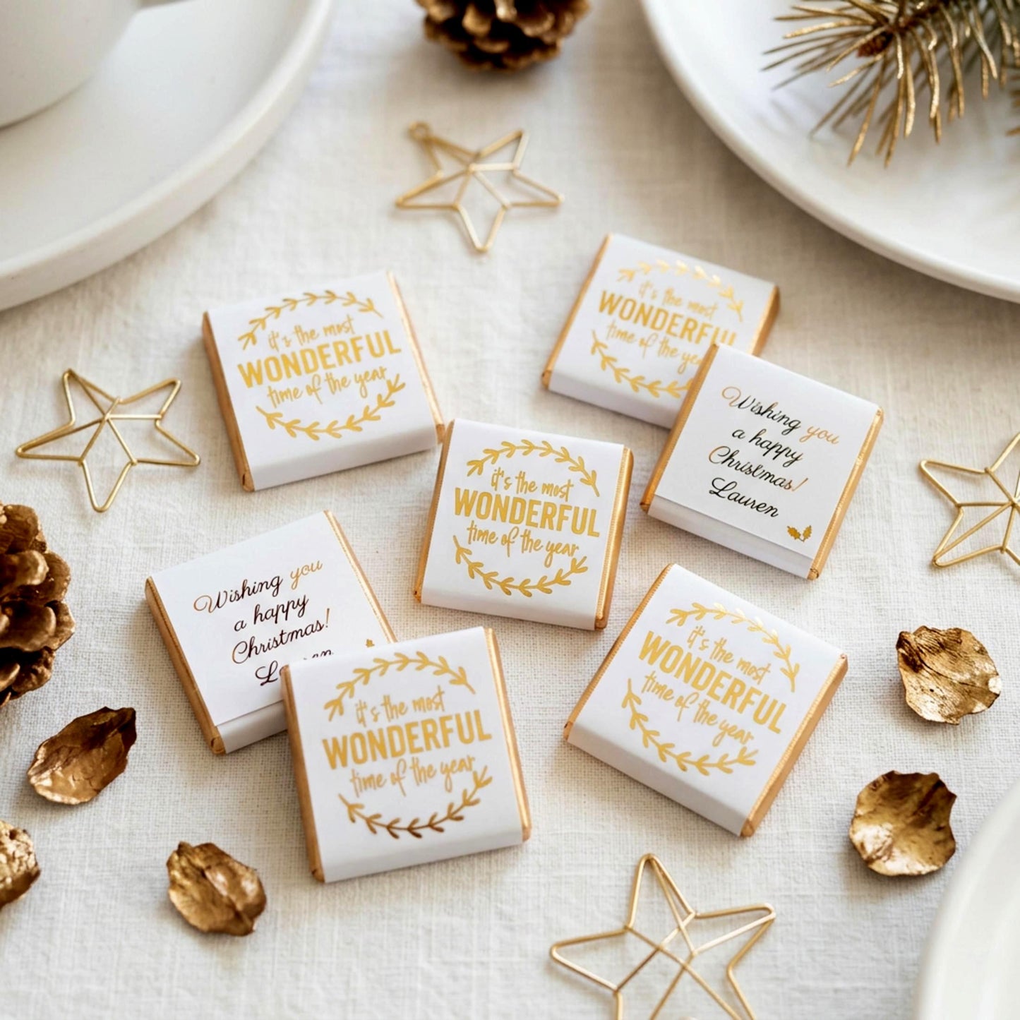 Personalised Christmas Party Favours Wonderful Time – Gold Foiled Festive Treats