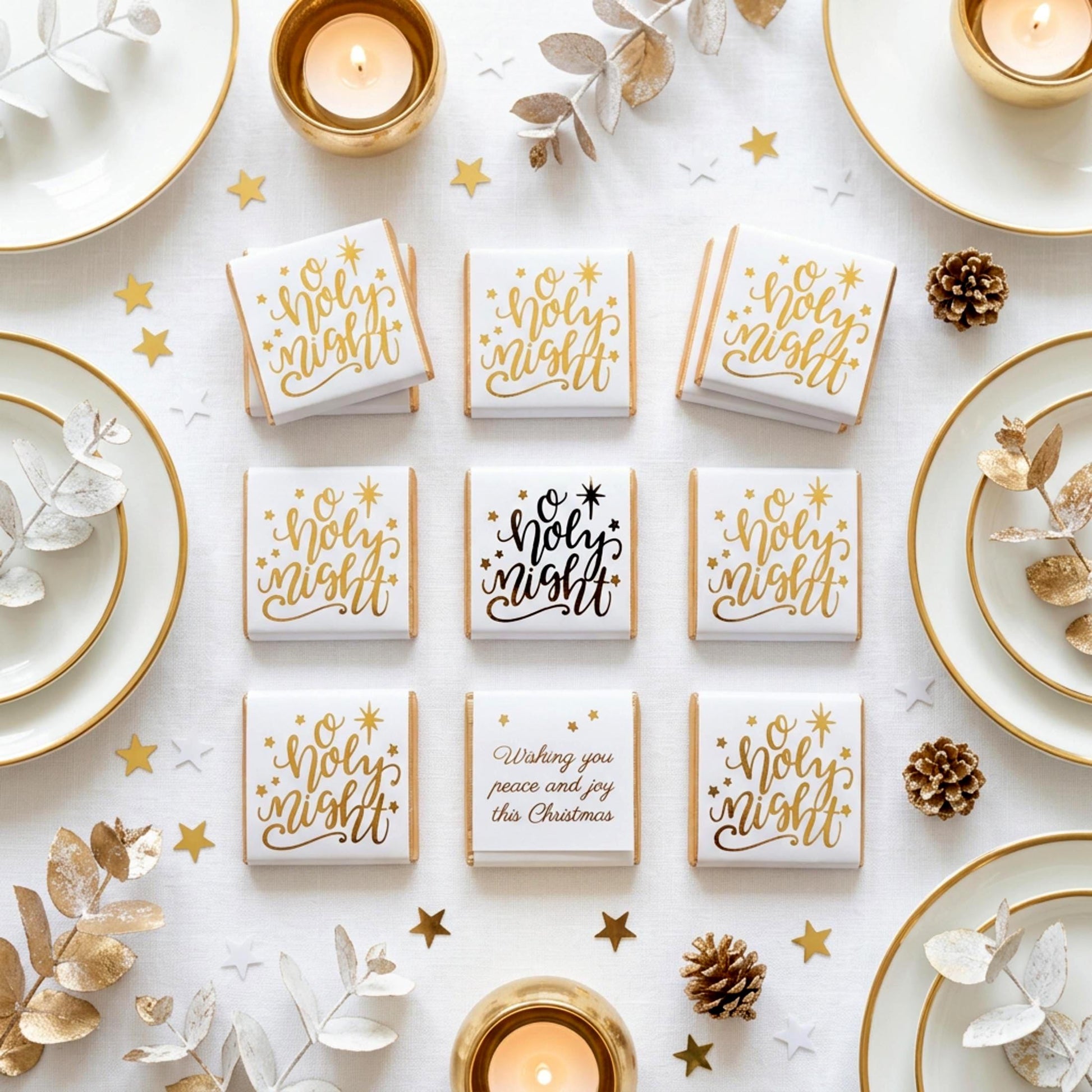 Personalised Christmas Party Favours O Holly Night – Gold Foiled Festive Treats