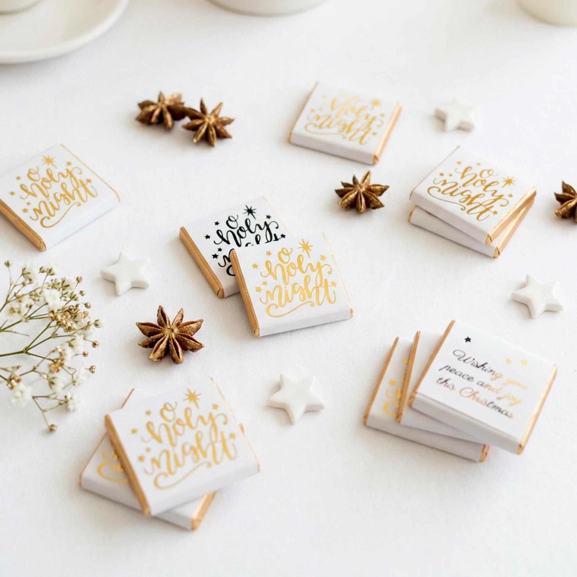 Personalised Christmas Party Favours O Holly Night – Gold Foiled Festive Treats