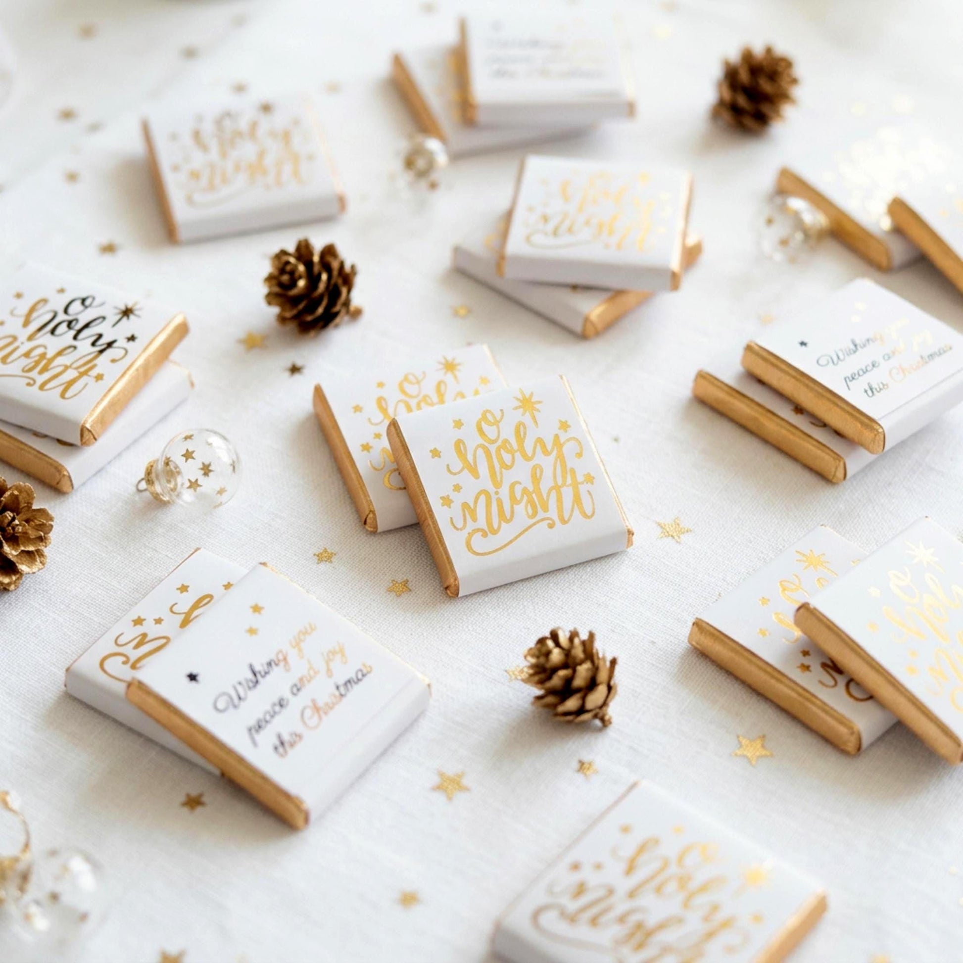 Personalised Christmas Party Favours O Holly Night – Gold Foiled Festive Treats