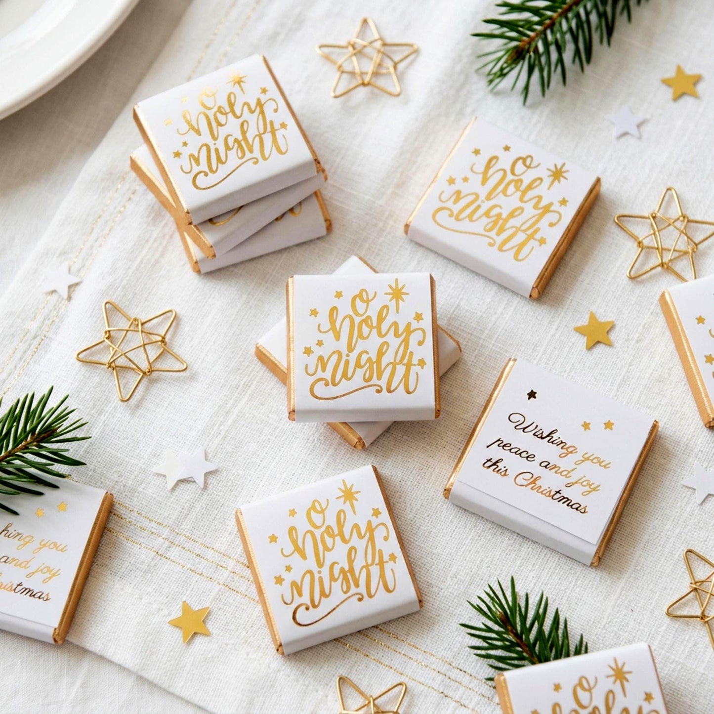 Personalised Christmas Party Favours O Holly Night – Gold Foiled Festive Treats