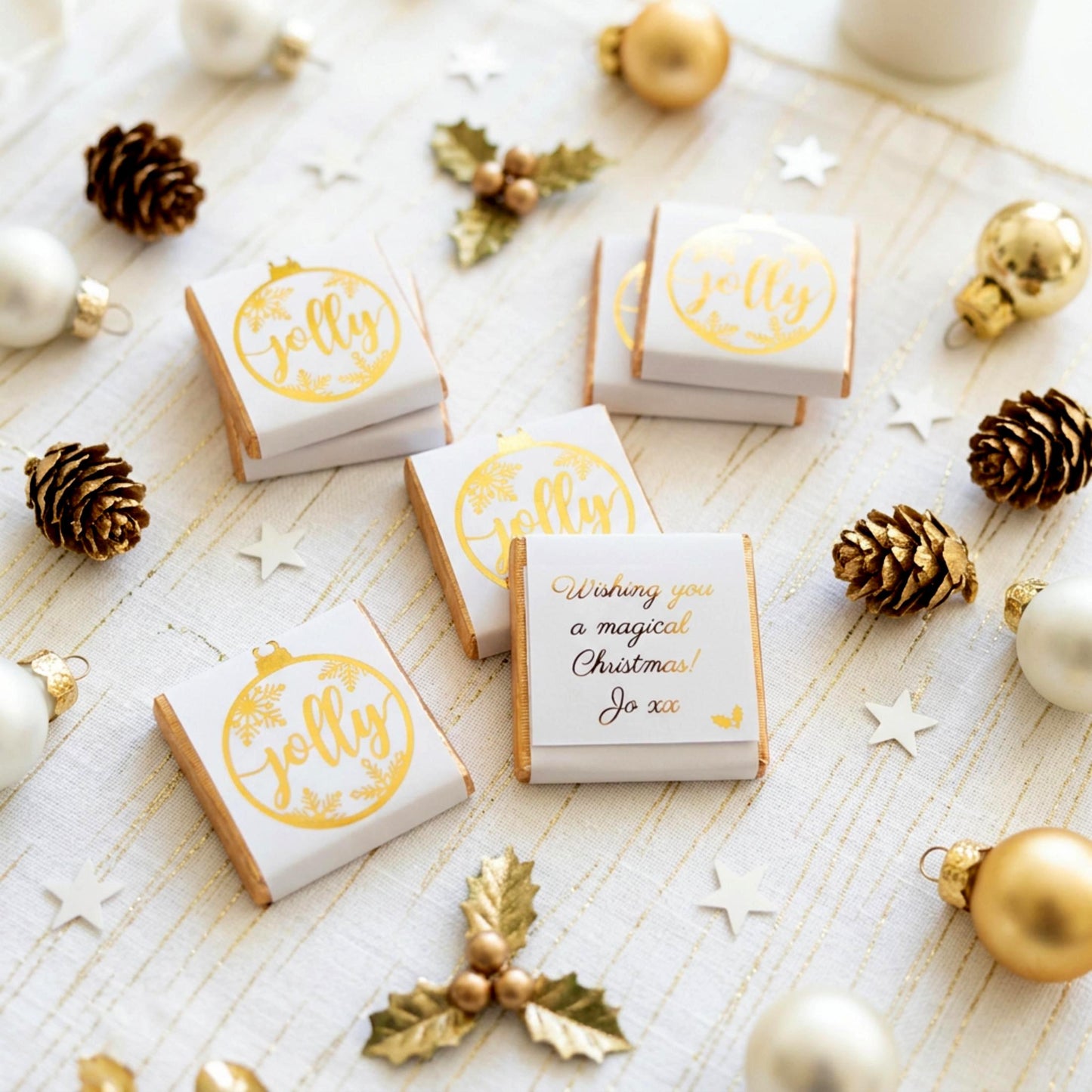 Personalised Christmas Party Favours Jolly Bauble – Gold Foiled Festive Treats