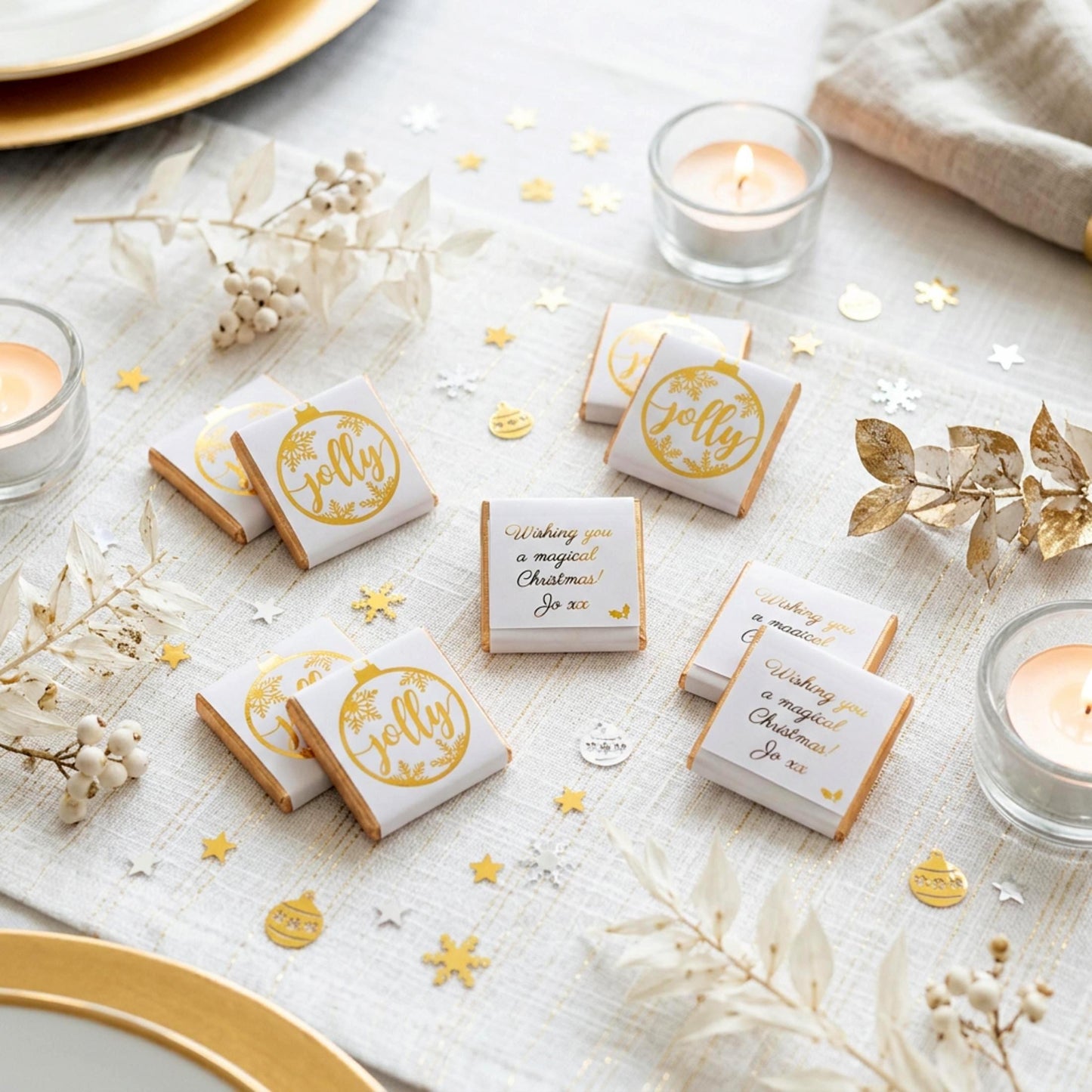 Personalised Christmas Party Favours Jolly Bauble – Gold Foiled Festive Treats