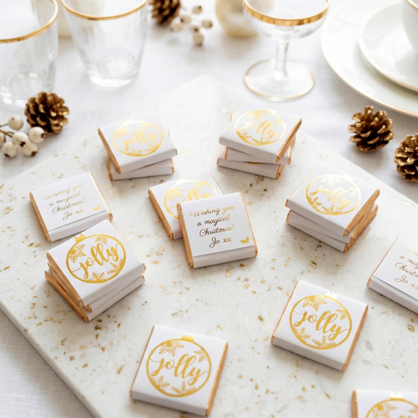 Personalised Christmas Party Favours Jolly Bauble – Gold Foiled Festive Treats