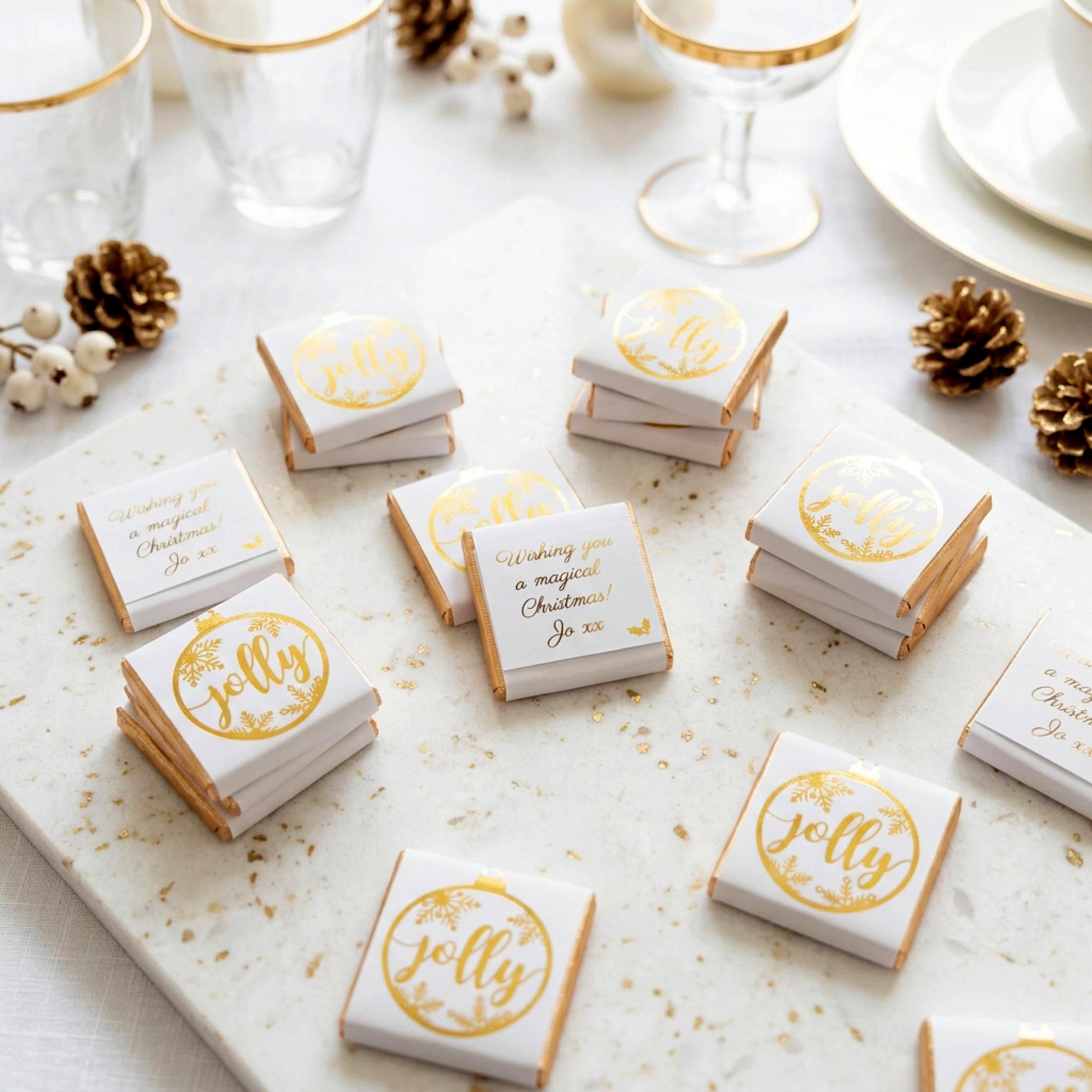 Personalised Christmas Party Favours Jolly Bauble – Gold Foiled Festive Treats