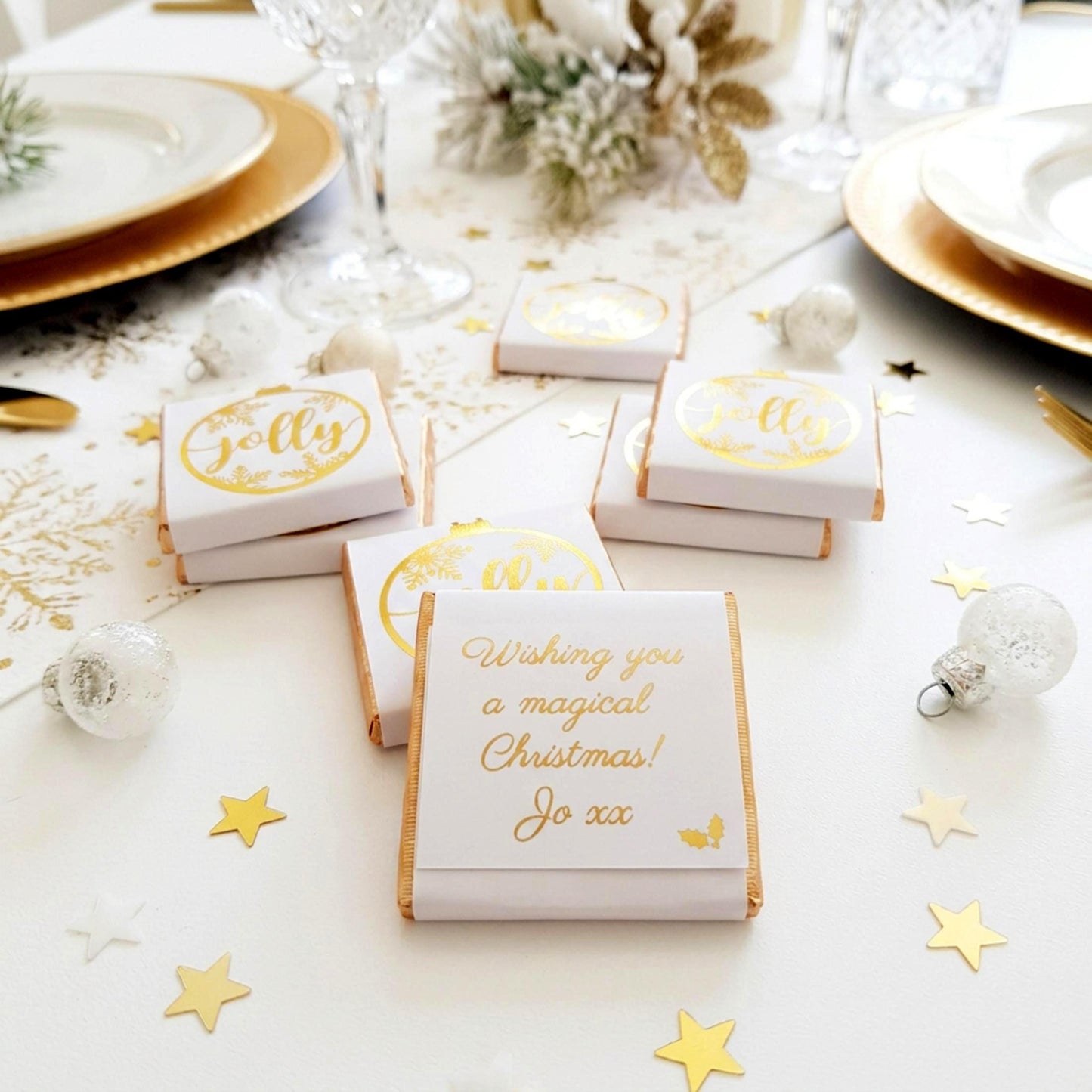 Personalised Christmas Party Favours Jolly Bauble – Gold Foiled Festive Treats