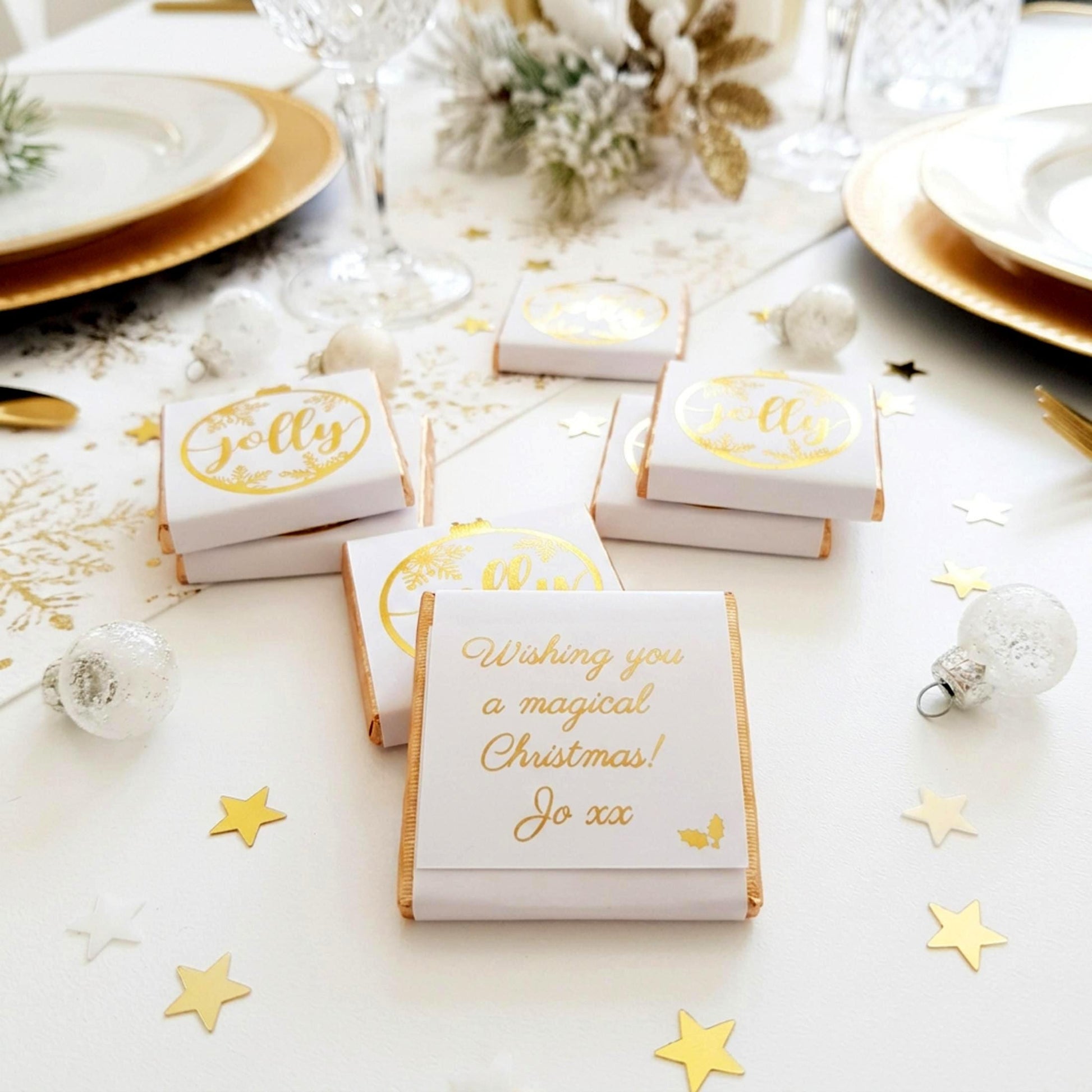 Personalised Christmas Party Favours Jolly Bauble – Gold Foiled Festive Treats